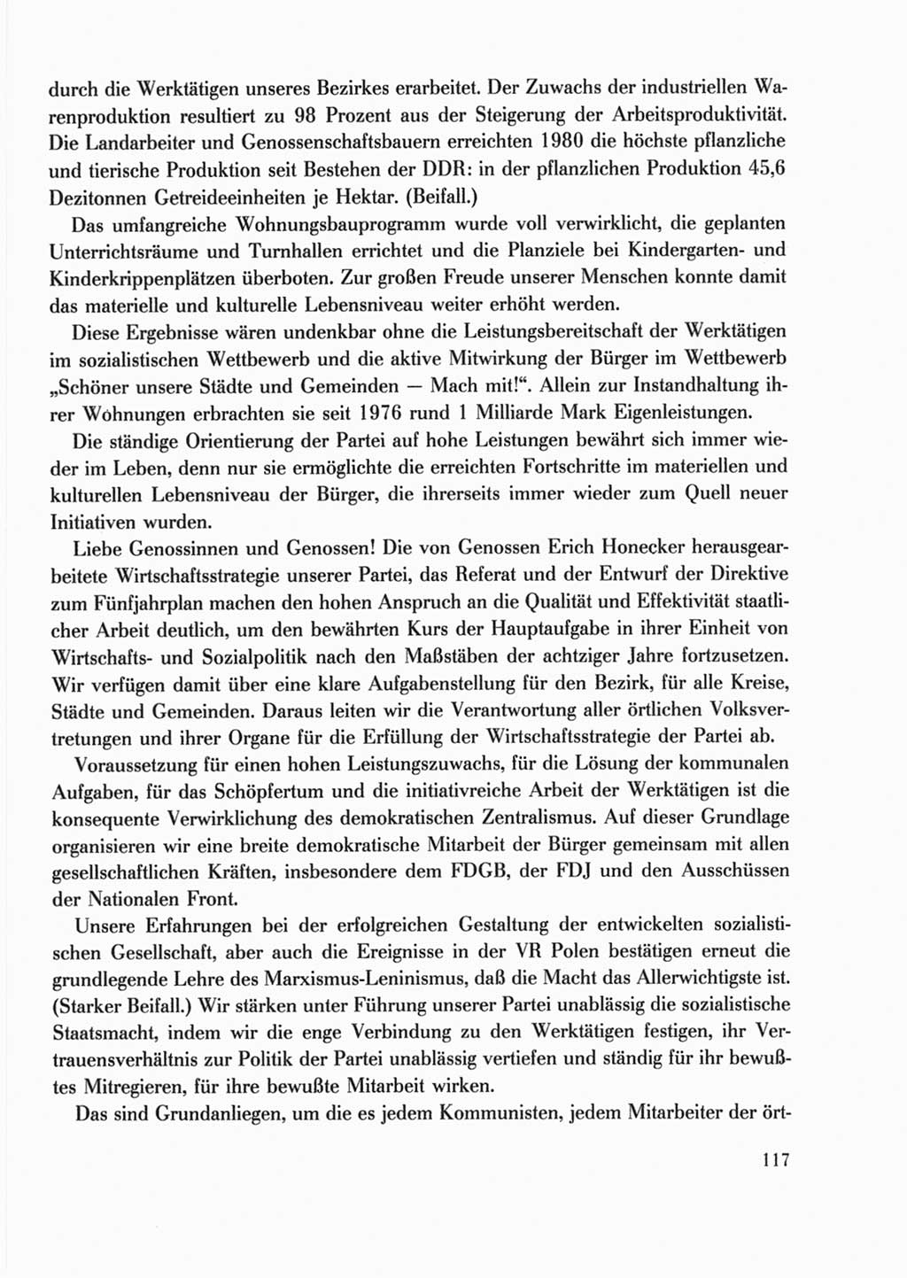 Protokoll der Verhandlungen des Ⅹ. Parteitages der Sozialistischen Einheitspartei Deutschlands (SED) [Deutsche Demokratische Republik (DDR)] 1981, Band 2, Seite 117 (Prot. Verh. Ⅹ. PT SED DDR 1981, Bd. 2, S. 117)