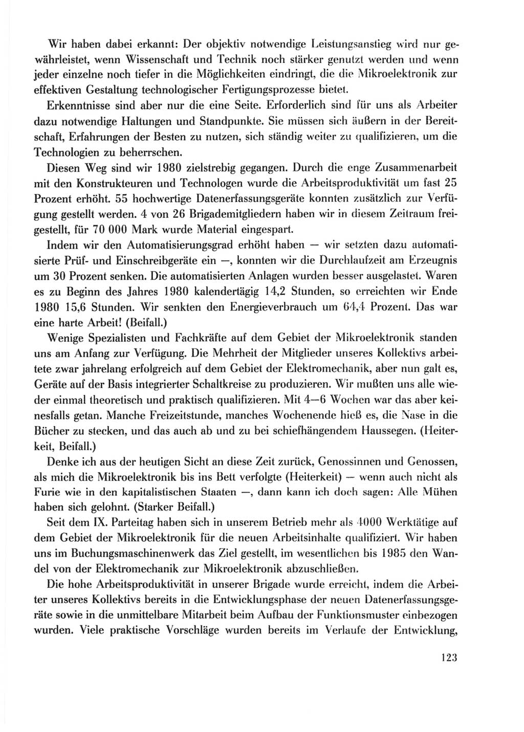 Protokoll der Verhandlungen des Ⅹ. Parteitages der Sozialistischen Einheitspartei Deutschlands (SED) [Deutsche Demokratische Republik (DDR)] 1981, Band 2, Seite 123 (Prot. Verh. Ⅹ. PT SED DDR 1981, Bd. 2, S. 123)
