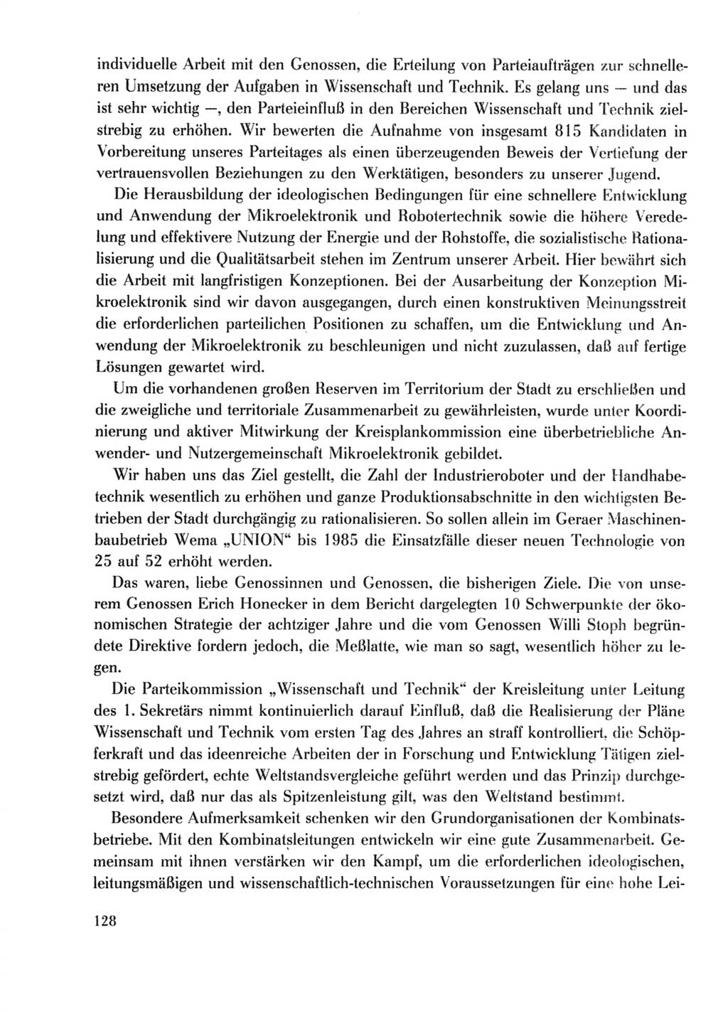 Protokoll der Verhandlungen des Ⅹ. Parteitages der Sozialistischen Einheitspartei Deutschlands (SED) [Deutsche Demokratische Republik (DDR)] 1981, Band 2, Seite 128 (Prot. Verh. Ⅹ. PT SED DDR 1981, Bd. 2, S. 128)