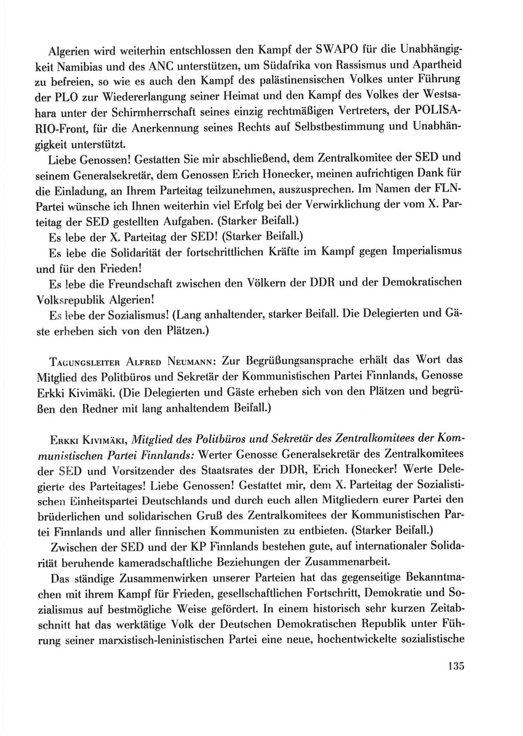 Protokoll der Verhandlungen des Ⅹ. Parteitages der Sozialistischen Einheitspartei Deutschlands (SED) [Deutsche Demokratische Republik (DDR)] 1981, Band 2, Seite 135 (Prot. Verh. Ⅹ. PT SED DDR 1981, Bd. 2, S. 135)