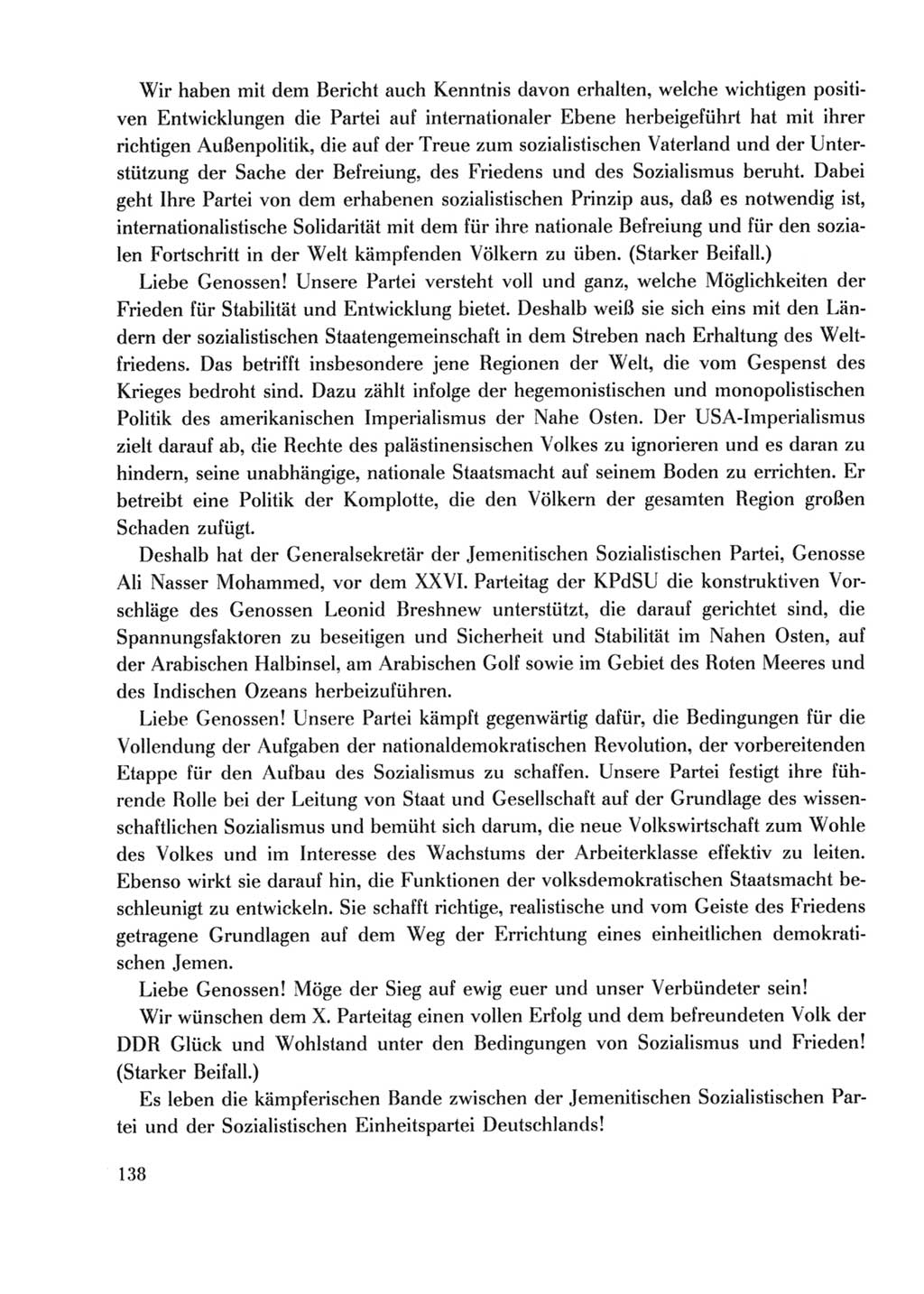 Protokoll der Verhandlungen des Ⅹ. Parteitages der Sozialistischen Einheitspartei Deutschlands (SED) [Deutsche Demokratische Republik (DDR)] 1981, Band 2, Seite 138 (Prot. Verh. Ⅹ. PT SED DDR 1981, Bd. 2, S. 138)