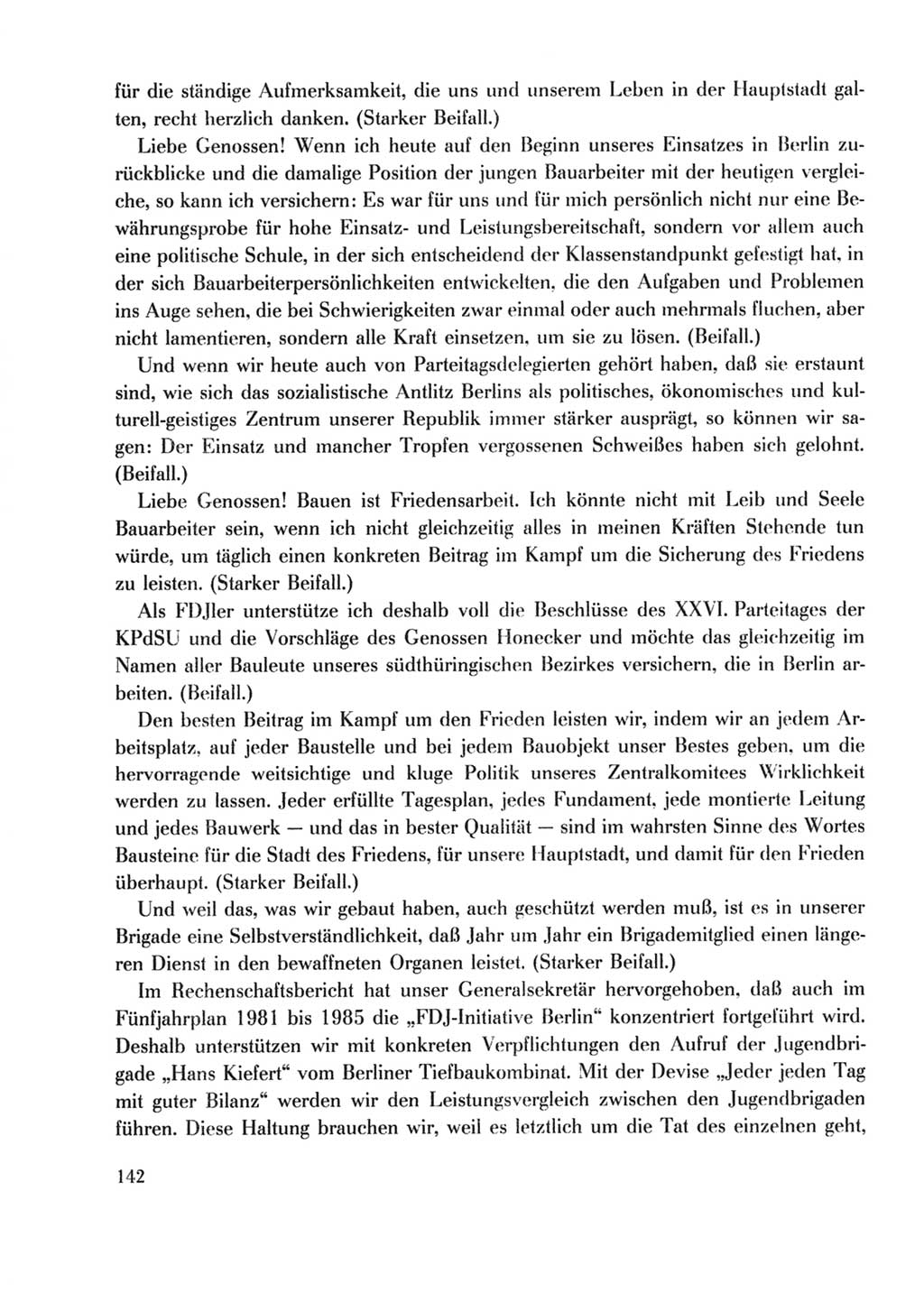 Protokoll der Verhandlungen des Ⅹ. Parteitages der Sozialistischen Einheitspartei Deutschlands (SED) [Deutsche Demokratische Republik (DDR)] 1981, Band 2, Seite 142 (Prot. Verh. Ⅹ. PT SED DDR 1981, Bd. 2, S. 142)