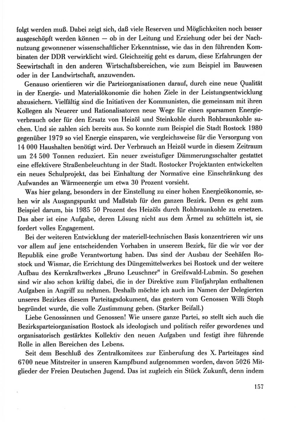 Protokoll der Verhandlungen des Ⅹ. Parteitages der Sozialistischen Einheitspartei Deutschlands (SED) [Deutsche Demokratische Republik (DDR)] 1981, Band 2, Seite 157 (Prot. Verh. Ⅹ. PT SED DDR 1981, Bd. 2, S. 157)