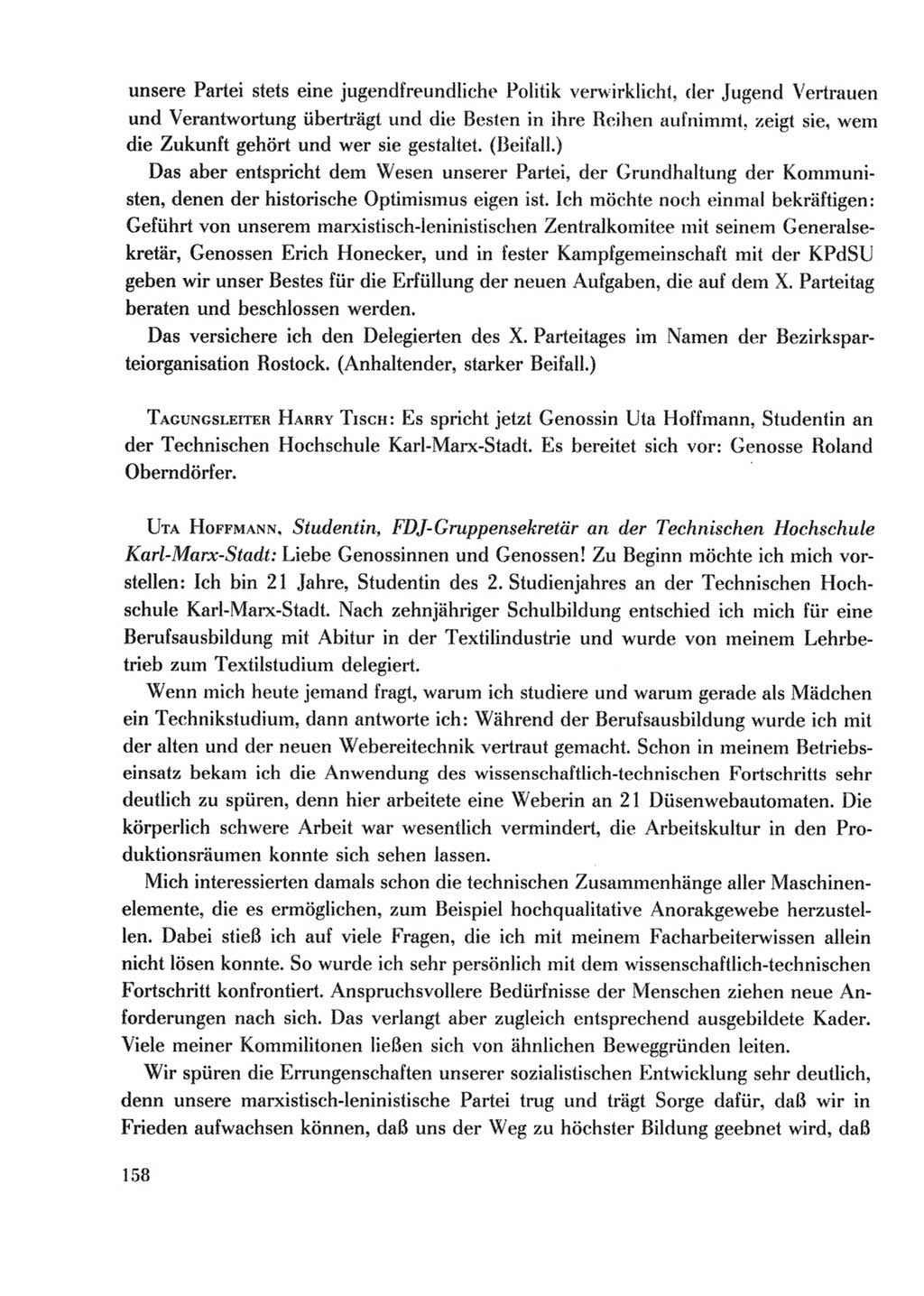 Protokoll der Verhandlungen des Ⅹ. Parteitages der Sozialistischen Einheitspartei Deutschlands (SED) [Deutsche Demokratische Republik (DDR)] 1981, Band 2, Seite 158 (Prot. Verh. Ⅹ. PT SED DDR 1981, Bd. 2, S. 158)