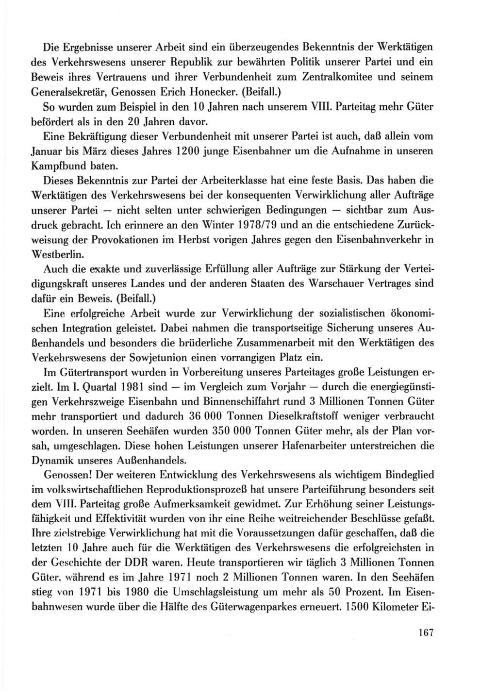 Protokoll der Verhandlungen des Ⅹ. Parteitages der Sozialistischen Einheitspartei Deutschlands (SED) [Deutsche Demokratische Republik (DDR)] 1981, Band 2, Seite 167 (Prot. Verh. Ⅹ. PT SED DDR 1981, Bd. 2, S. 167)