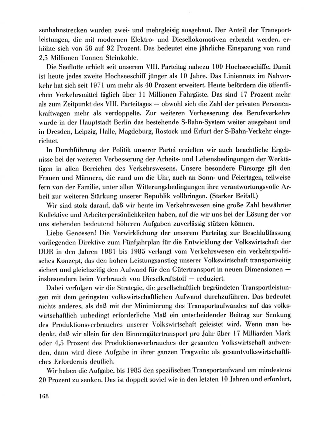 Protokoll der Verhandlungen des Ⅹ. Parteitages der Sozialistischen Einheitspartei Deutschlands (SED) [Deutsche Demokratische Republik (DDR)] 1981, Band 2, Seite 168 (Prot. Verh. Ⅹ. PT SED DDR 1981, Bd. 2, S. 168)