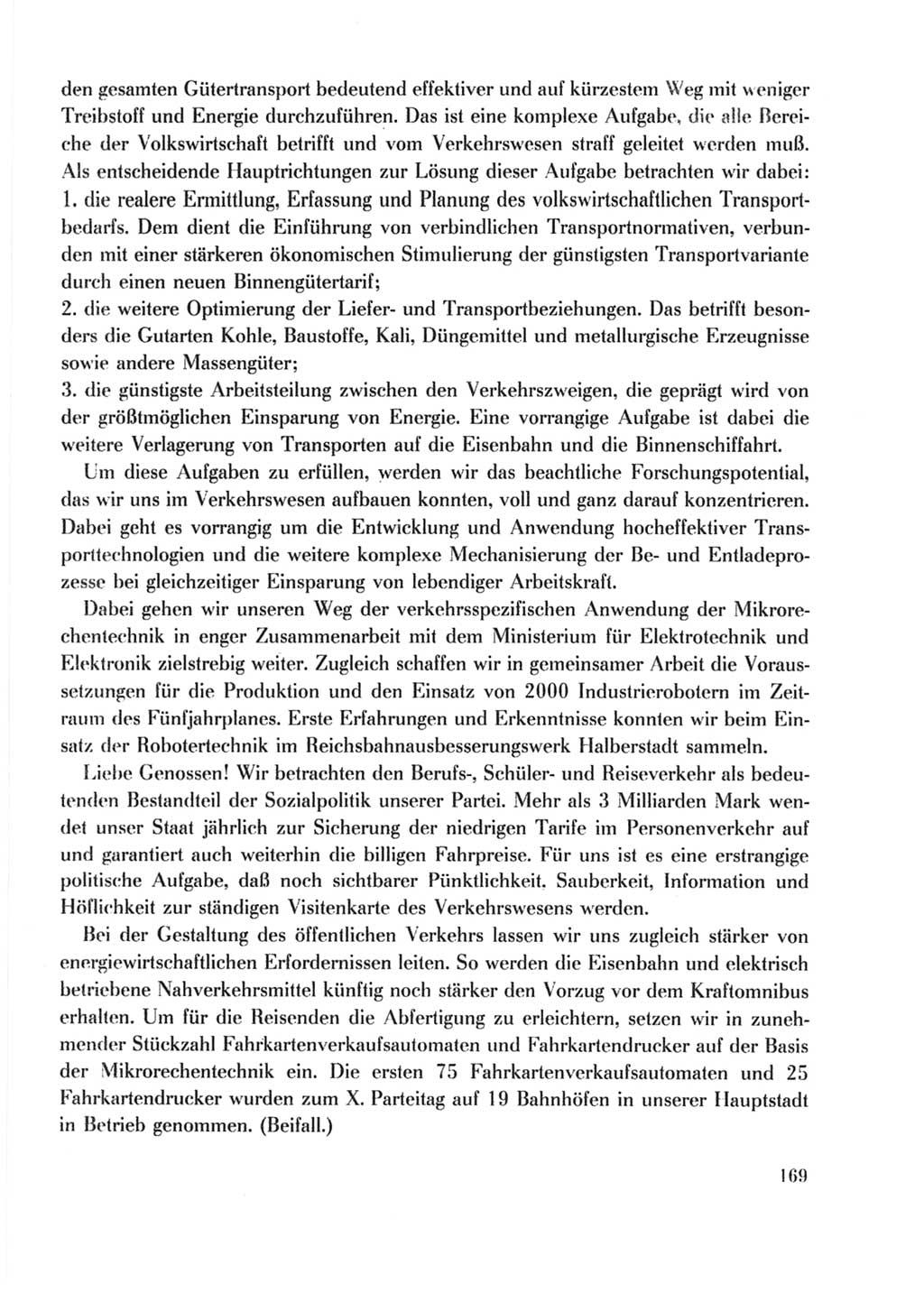 Protokoll der Verhandlungen des Ⅹ. Parteitages der Sozialistischen Einheitspartei Deutschlands (SED) [Deutsche Demokratische Republik (DDR)] 1981, Band 2, Seite 169 (Prot. Verh. Ⅹ. PT SED DDR 1981, Bd. 2, S. 169)