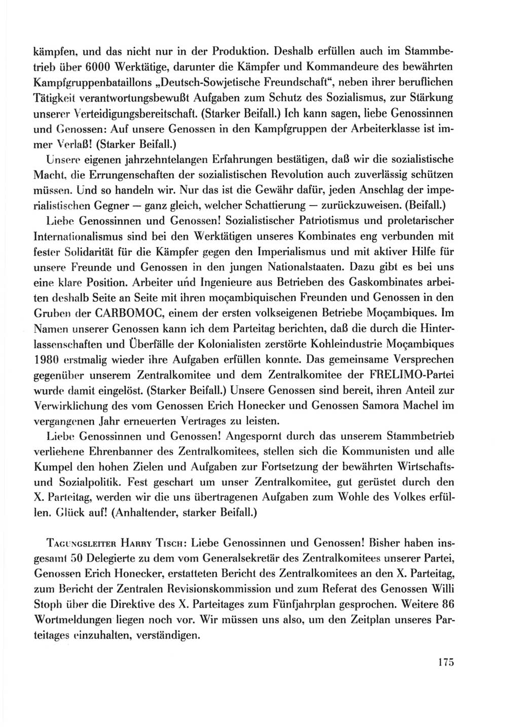 Protokoll der Verhandlungen des Ⅹ. Parteitages der Sozialistischen Einheitspartei Deutschlands (SED) [Deutsche Demokratische Republik (DDR)] 1981, Band 2, Seite 175 (Prot. Verh. Ⅹ. PT SED DDR 1981, Bd. 2, S. 175)