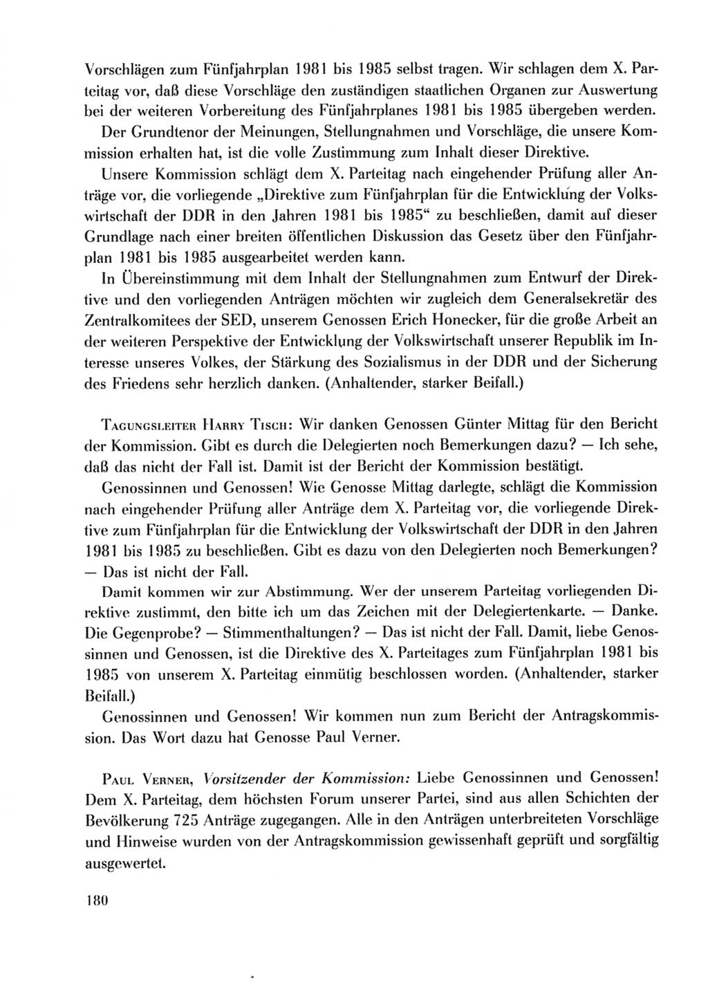 Protokoll der Verhandlungen des Ⅹ. Parteitages der Sozialistischen Einheitspartei Deutschlands (SED) [Deutsche Demokratische Republik (DDR)] 1981, Band 2, Seite 180 (Prot. Verh. Ⅹ. PT SED DDR 1981, Bd. 2, S. 180)