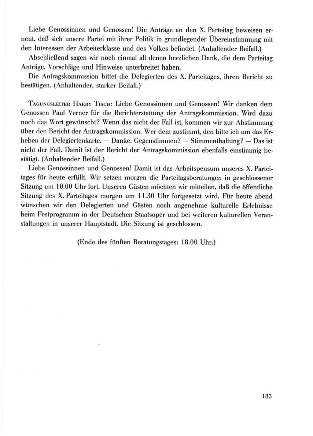 Protokoll der Verhandlungen des Ⅹ. Parteitages der Sozialistischen Einheitspartei Deutschlands (SED) [Deutsche Demokratische Republik (DDR)] 1981, Band 2, Seite 183 (Prot. Verh. Ⅹ. PT SED DDR 1981, Bd. 2, S. 183)