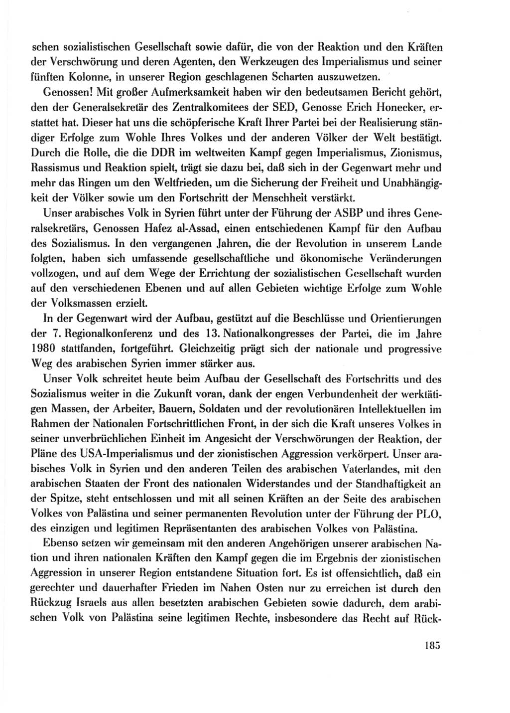 Protokoll der Verhandlungen des Ⅹ. Parteitages der Sozialistischen Einheitspartei Deutschlands (SED) [Deutsche Demokratische Republik (DDR)] 1981, Band 2, Seite 185 (Prot. Verh. Ⅹ. PT SED DDR 1981, Bd. 2, S. 185)