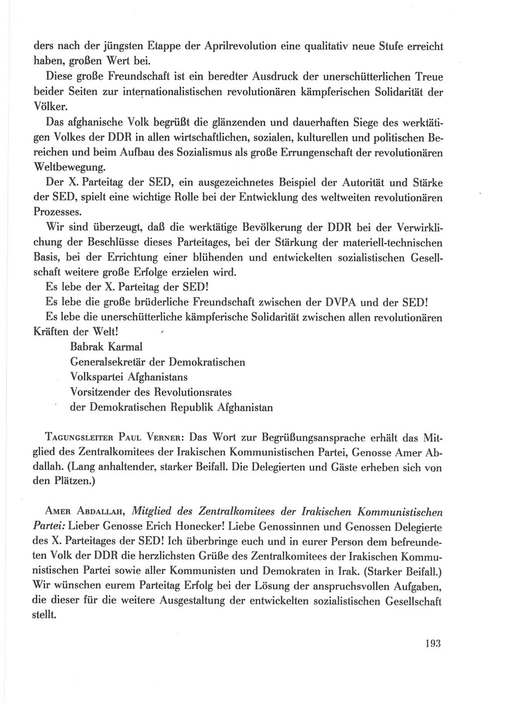 Protokoll der Verhandlungen des Ⅹ. Parteitages der Sozialistischen Einheitspartei Deutschlands (SED) [Deutsche Demokratische Republik (DDR)] 1981, Band 2, Seite 193 (Prot. Verh. Ⅹ. PT SED DDR 1981, Bd. 2, S. 193)