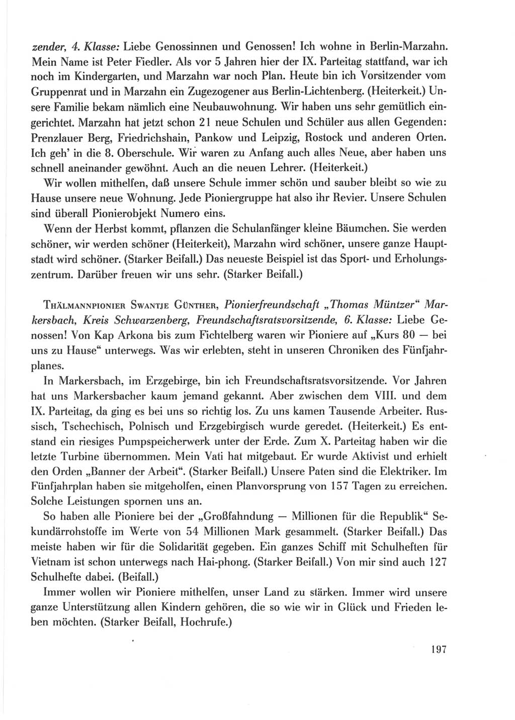 Protokoll der Verhandlungen des Ⅹ. Parteitages der Sozialistischen Einheitspartei Deutschlands (SED) [Deutsche Demokratische Republik (DDR)] 1981, Band 2, Seite 197 (Prot. Verh. Ⅹ. PT SED DDR 1981, Bd. 2, S. 197)