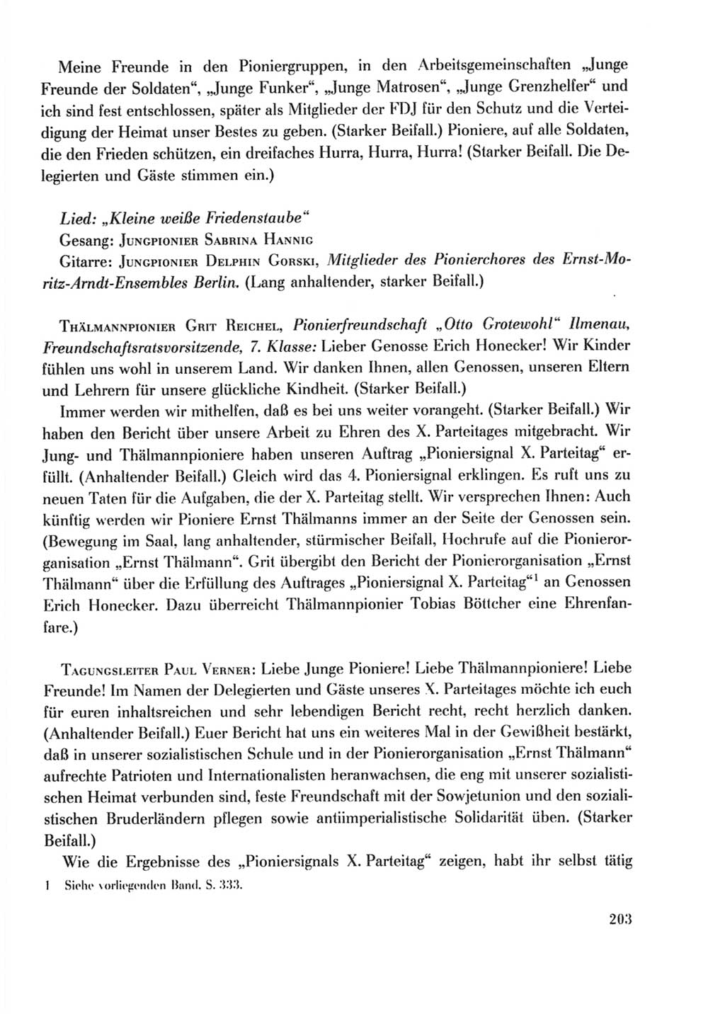 Protokoll der Verhandlungen des Ⅹ. Parteitages der Sozialistischen Einheitspartei Deutschlands (SED) [Deutsche Demokratische Republik (DDR)] 1981, Band 2, Seite 203 (Prot. Verh. Ⅹ. PT SED DDR 1981, Bd. 2, S. 203)