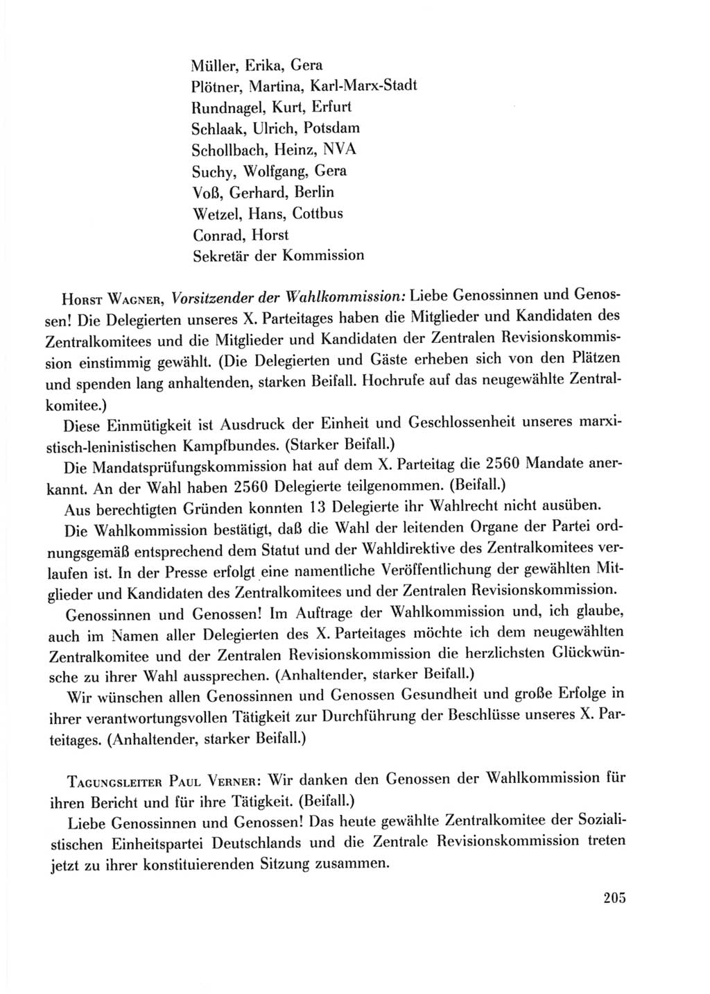 Protokoll der Verhandlungen des Ⅹ. Parteitages der Sozialistischen Einheitspartei Deutschlands (SED) [Deutsche Demokratische Republik (DDR)] 1981, Band 2, Seite 205 (Prot. Verh. Ⅹ. PT SED DDR 1981, Bd. 2, S. 205)