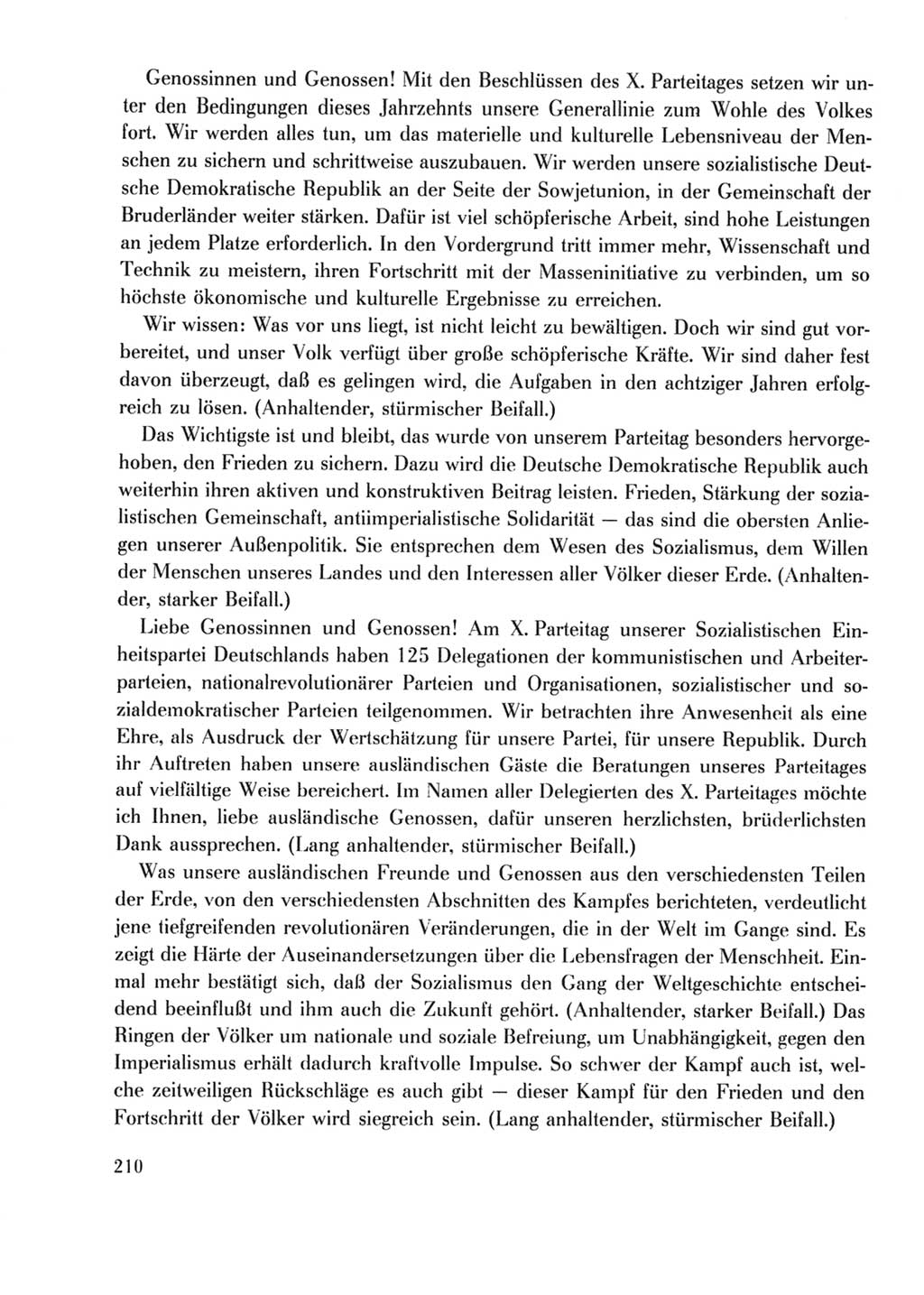 Protokoll der Verhandlungen des Ⅹ. Parteitages der Sozialistischen Einheitspartei Deutschlands (SED) [Deutsche Demokratische Republik (DDR)] 1981, Band 2, Seite 210 (Prot. Verh. Ⅹ. PT SED DDR 1981, Bd. 2, S. 210)