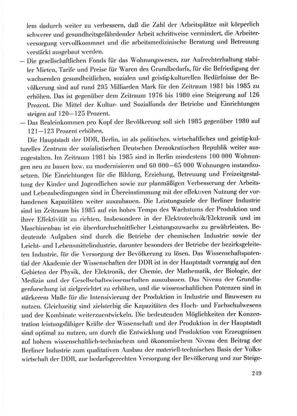 Protokoll der Verhandlungen des Ⅹ. Parteitages der Sozialistischen Einheitspartei Deutschlands (SED) [Deutsche Demokratische Republik (DDR)] 1981, Band 2, Seite 249 (Prot. Verh. Ⅹ. PT SED DDR 1981, Bd. 2, S. 249)