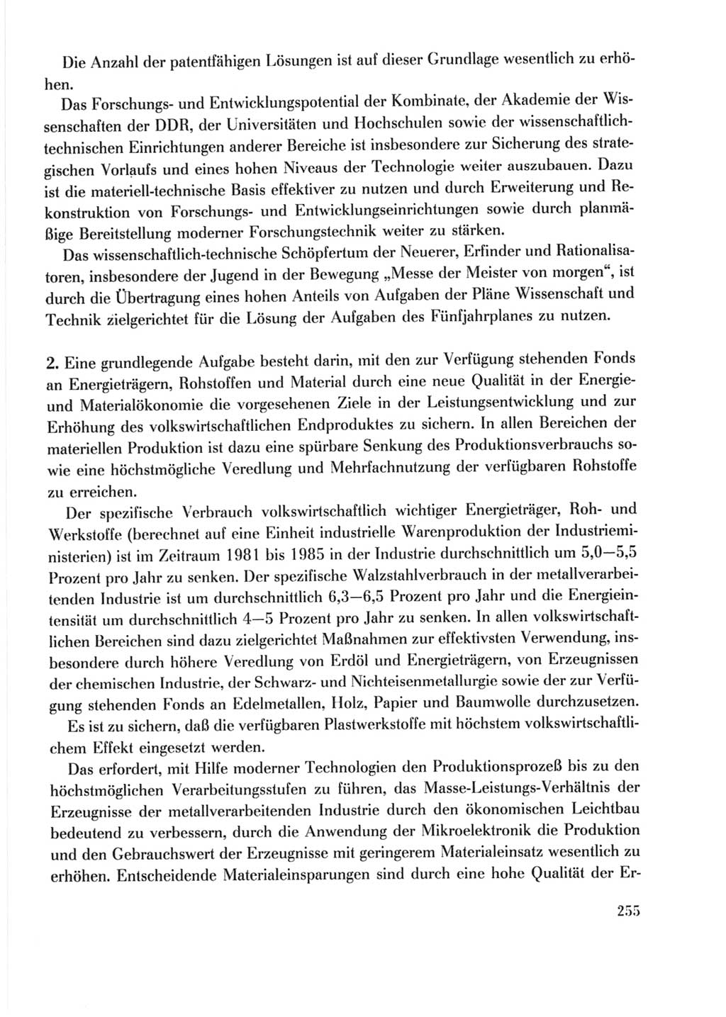 Protokoll der Verhandlungen des Ⅹ. Parteitages der Sozialistischen Einheitspartei Deutschlands (SED) [Deutsche Demokratische Republik (DDR)] 1981, Band 2, Seite 255 (Prot. Verh. Ⅹ. PT SED DDR 1981, Bd. 2, S. 255)