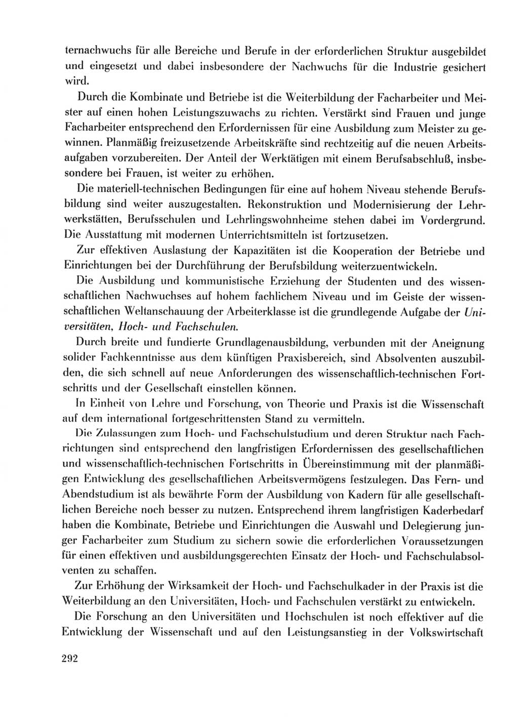 Protokoll der Verhandlungen des Ⅹ. Parteitages der Sozialistischen Einheitspartei Deutschlands (SED) [Deutsche Demokratische Republik (DDR)] 1981, Band 2, Seite 292 (Prot. Verh. Ⅹ. PT SED DDR 1981, Bd. 2, S. 292)
