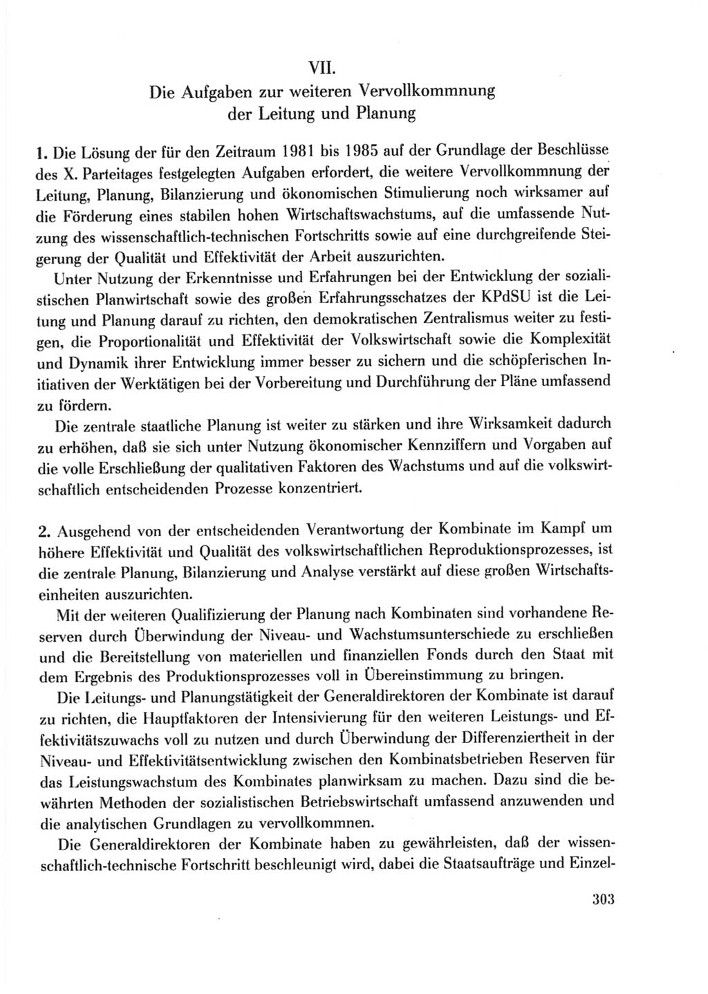 Protokoll der Verhandlungen des Ⅹ. Parteitages der Sozialistischen Einheitspartei Deutschlands (SED) [Deutsche Demokratische Republik (DDR)] 1981, Band 2, Seite 303 (Prot. Verh. Ⅹ. PT SED DDR 1981, Bd. 2, S. 303)