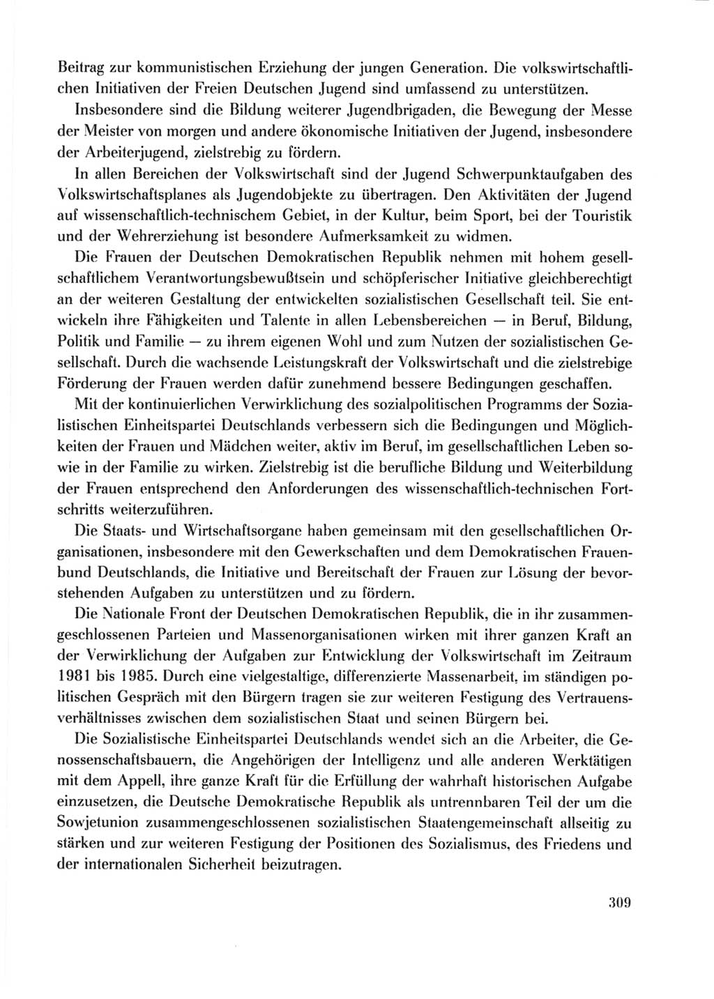Protokoll der Verhandlungen des Ⅹ. Parteitages der Sozialistischen Einheitspartei Deutschlands (SED) [Deutsche Demokratische Republik (DDR)] 1981, Band 2, Seite 309 (Prot. Verh. Ⅹ. PT SED DDR 1981, Bd. 2, S. 309)