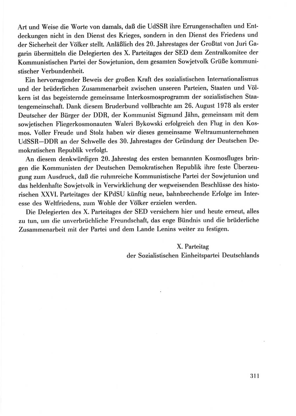 Protokoll der Verhandlungen des Ⅹ. Parteitages der Sozialistischen Einheitspartei Deutschlands (SED) [Deutsche Demokratische Republik (DDR)] 1981, Band 2, Seite 311 (Prot. Verh. Ⅹ. PT SED DDR 1981, Bd. 2, S. 311)