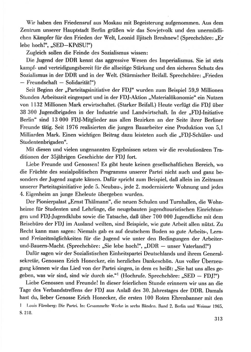Protokoll der Verhandlungen des Ⅹ. Parteitages der Sozialistischen Einheitspartei Deutschlands (SED) [Deutsche Demokratische Republik (DDR)] 1981, Band 2, Seite 313 (Prot. Verh. Ⅹ. PT SED DDR 1981, Bd. 2, S. 313)
