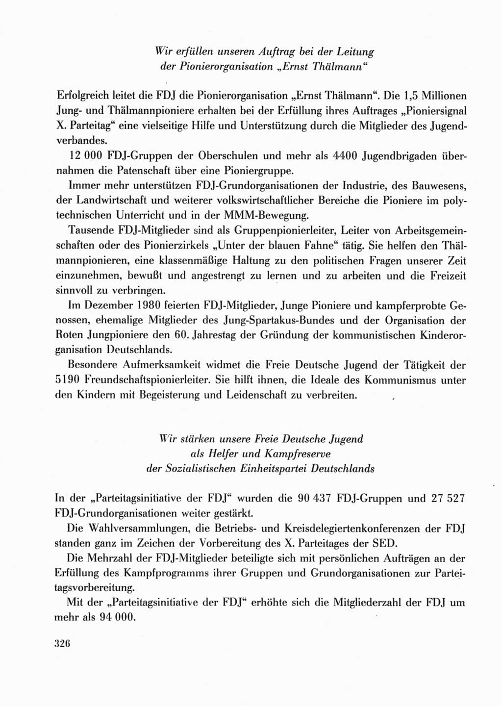 Protokoll der Verhandlungen des Ⅹ. Parteitages der Sozialistischen Einheitspartei Deutschlands (SED) [Deutsche Demokratische Republik (DDR)] 1981, Band 2, Seite 326 (Prot. Verh. Ⅹ. PT SED DDR 1981, Bd. 2, S. 326)