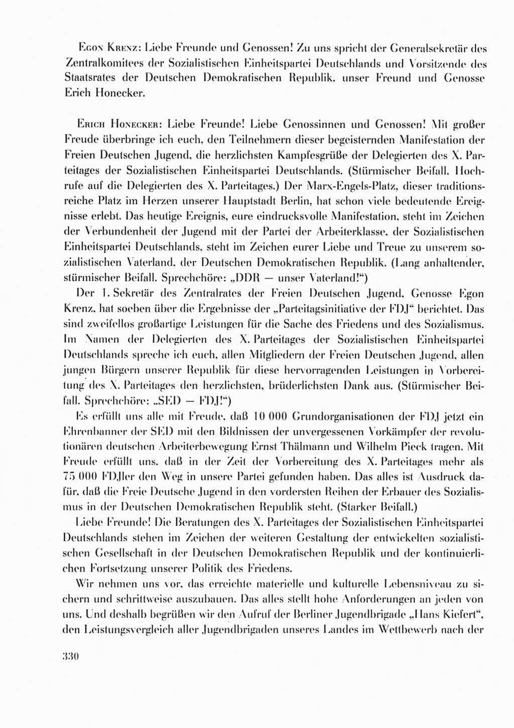 Protokoll der Verhandlungen des Ⅹ. Parteitages der Sozialistischen Einheitspartei Deutschlands (SED) [Deutsche Demokratische Republik (DDR)] 1981, Band 2, Seite 330 (Prot. Verh. Ⅹ. PT SED DDR 1981, Bd. 2, S. 330)