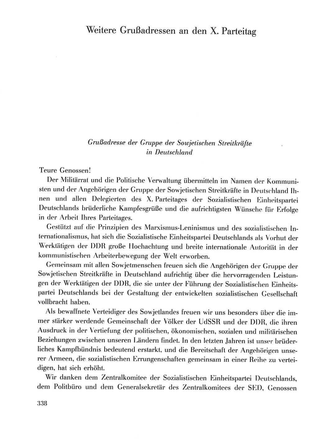 Protokoll der Verhandlungen des Ⅹ. Parteitages der Sozialistischen Einheitspartei Deutschlands (SED) [Deutsche Demokratische Republik (DDR)] 1981, Band 2, Seite 338 (Prot. Verh. Ⅹ. PT SED DDR 1981, Bd. 2, S. 338)