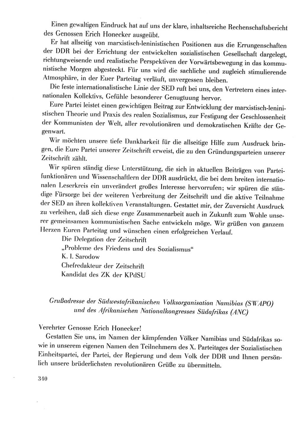 Protokoll der Verhandlungen des Ⅹ. Parteitages der Sozialistischen Einheitspartei Deutschlands (SED) [Deutsche Demokratische Republik (DDR)] 1981, Band 2, Seite 340 (Prot. Verh. Ⅹ. PT SED DDR 1981, Bd. 2, S. 340)