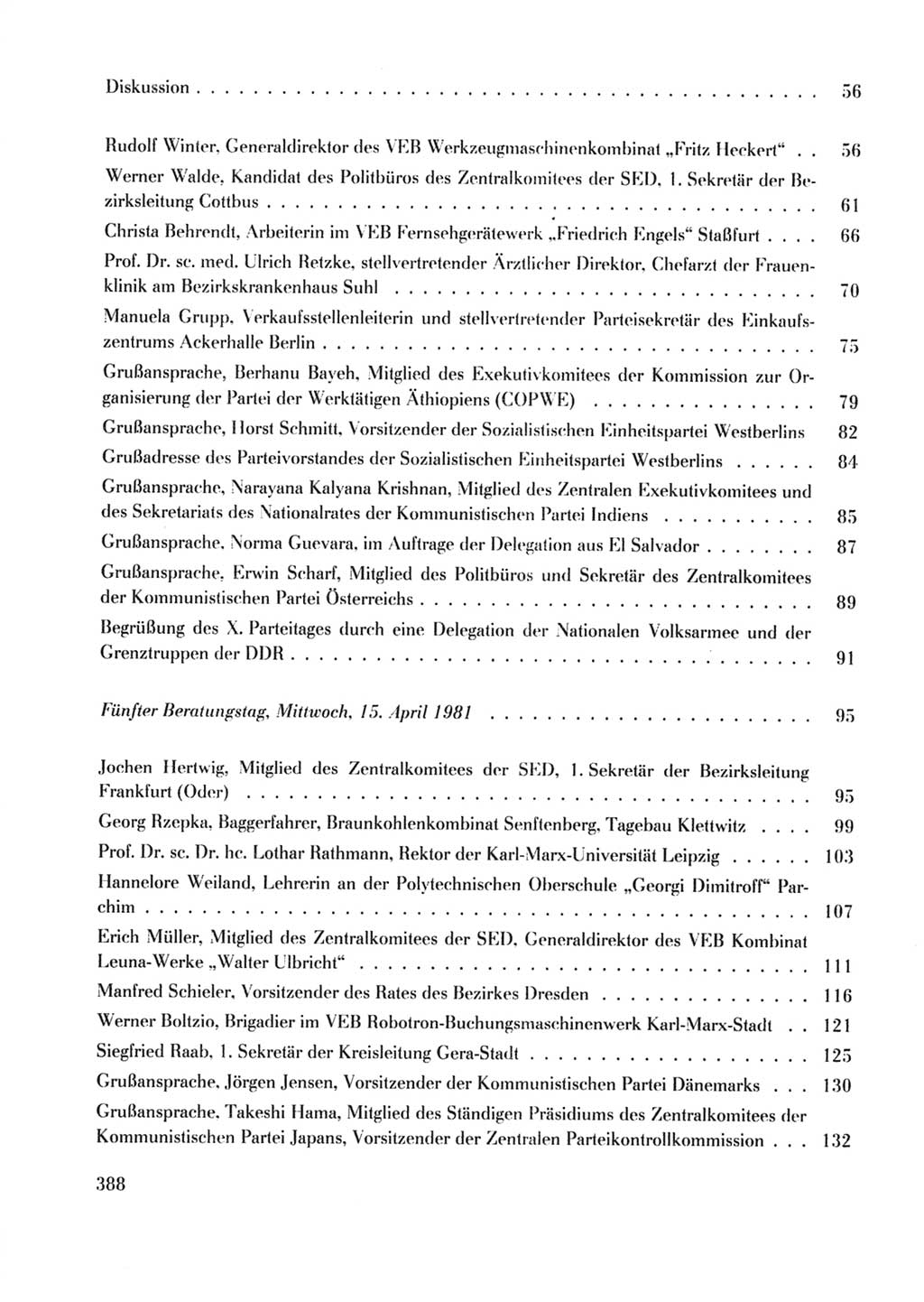 Protokoll der Verhandlungen des Ⅹ. Parteitages der Sozialistischen Einheitspartei Deutschlands (SED) [Deutsche Demokratische Republik (DDR)] 1981, Band 2, Seite 388 (Prot. Verh. Ⅹ. PT SED DDR 1981, Bd. 2, S. 388)