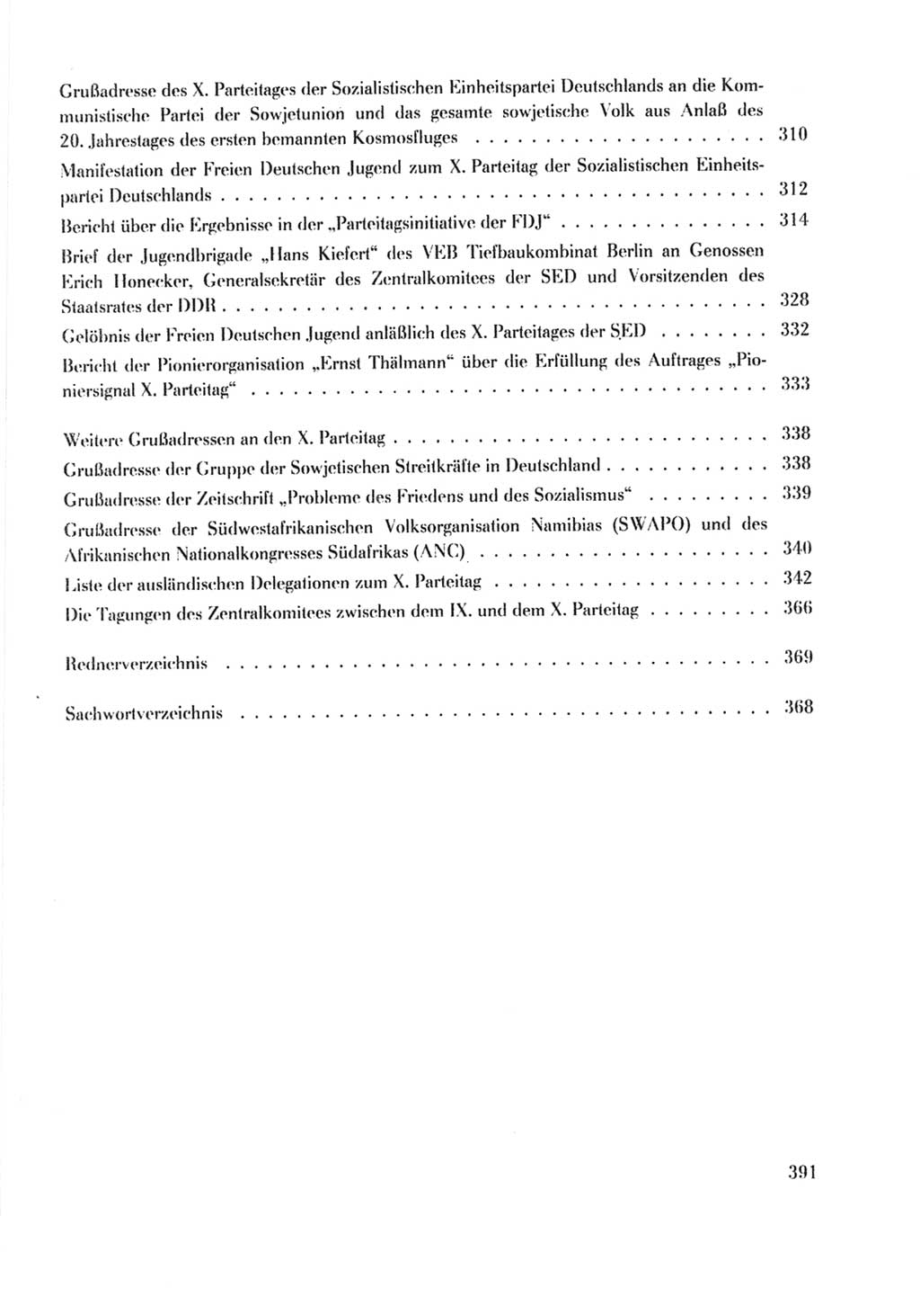 Protokoll der Verhandlungen des Ⅹ. Parteitages der Sozialistischen Einheitspartei Deutschlands (SED) [Deutsche Demokratische Republik (DDR)] 1981, Band 2, Seite 391 (Prot. Verh. Ⅹ. PT SED DDR 1981, Bd. 2, S. 391)