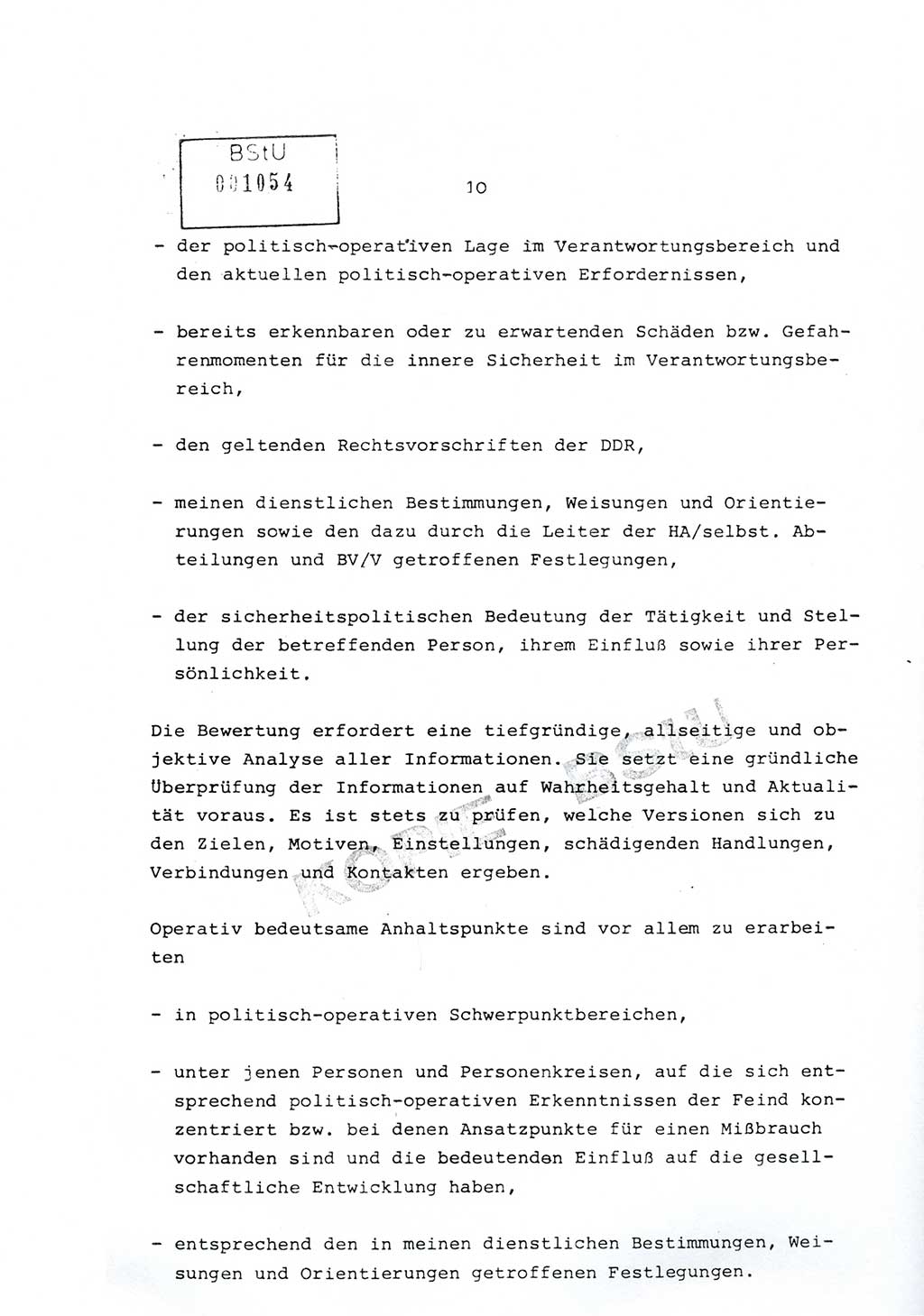 Richtlinie Nr. 1/81 über die operative Personenkontrolle (OPK), Ministerium für Staatssicherheit (MfS) [Deutsche Demokratische Republik (DDR)], Der Minister, Geheime Verschlußsache (GVS) ooo8-10/81, Berlin 1981, Blatt 10 (RL 1/81 OPK DDR MfS Min. GVS ooo8-10/81 1981, Bl. 10)