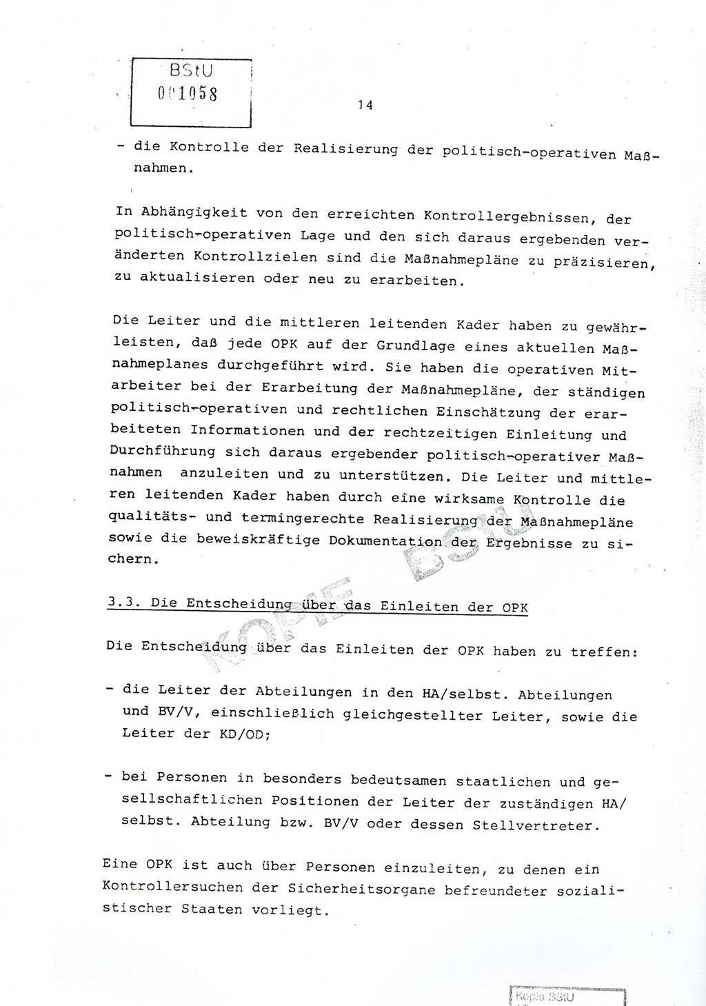 Richtlinie Nr. 1/81 über die operative Personenkontrolle (OPK), Ministerium für Staatssicherheit (MfS) [Deutsche Demokratische Republik (DDR)], Der Minister, Geheime Verschlußsache (GVS) ooo8-10/81, Berlin 1981, Blatt 14 (RL 1/81 OPK DDR MfS Min. GVS ooo8-10/81 1981, Bl. 14)