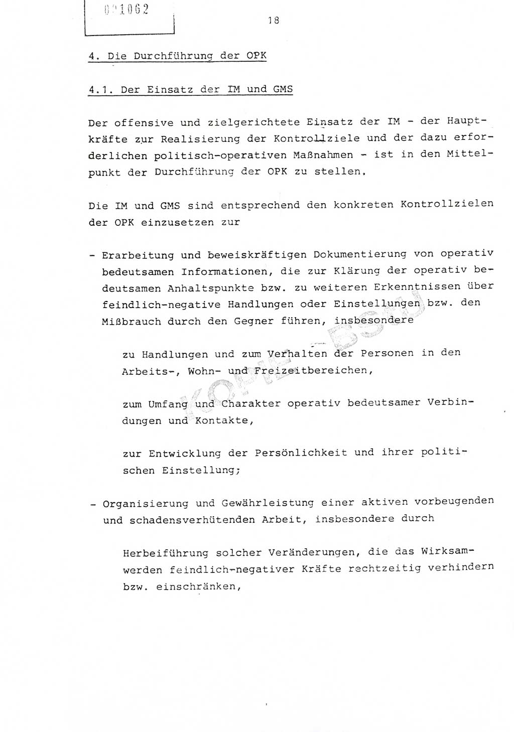 Richtlinie Nr. 1/81 über die operative Personenkontrolle (OPK), Ministerium für Staatssicherheit (MfS) [Deutsche Demokratische Republik (DDR)], Der Minister, Geheime Verschlußsache (GVS) ooo8-10/81, Berlin 1981, Blatt 18 (RL 1/81 OPK DDR MfS Min. GVS ooo8-10/81 1981, Bl. 18)