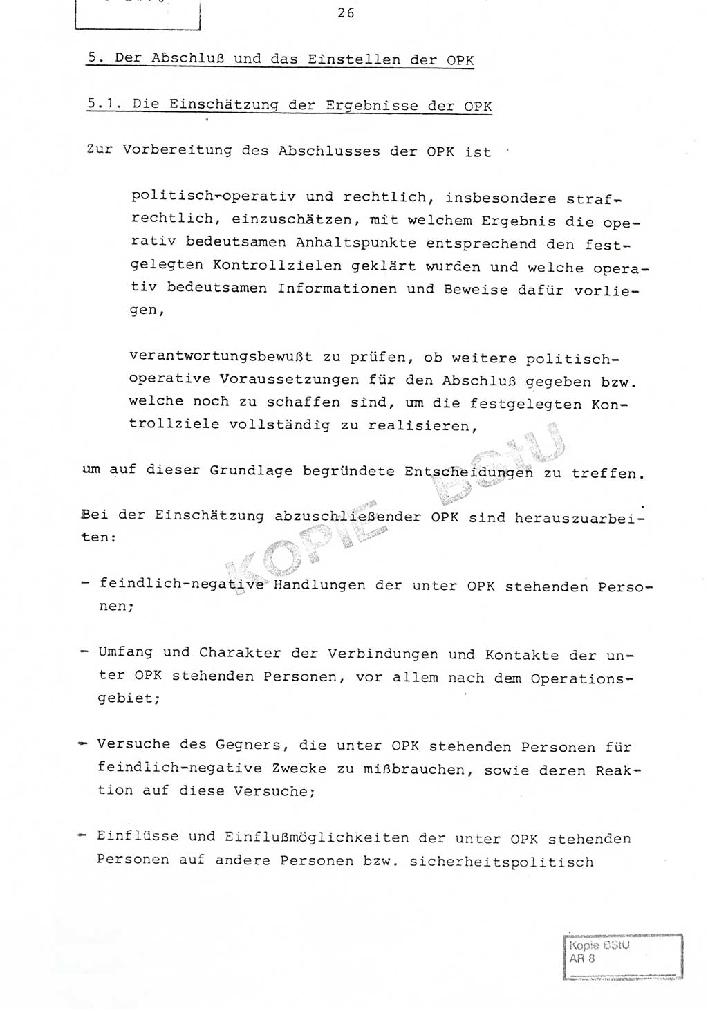 Richtlinie Nr. 1/81 über die operative Personenkontrolle (OPK), Ministerium für Staatssicherheit (MfS) [Deutsche Demokratische Republik (DDR)], Der Minister, Geheime Verschlußsache (GVS) ooo8-10/81, Berlin 1981, Blatt 26 (RL 1/81 OPK DDR MfS Min. GVS ooo8-10/81 1981, Bl. 26)