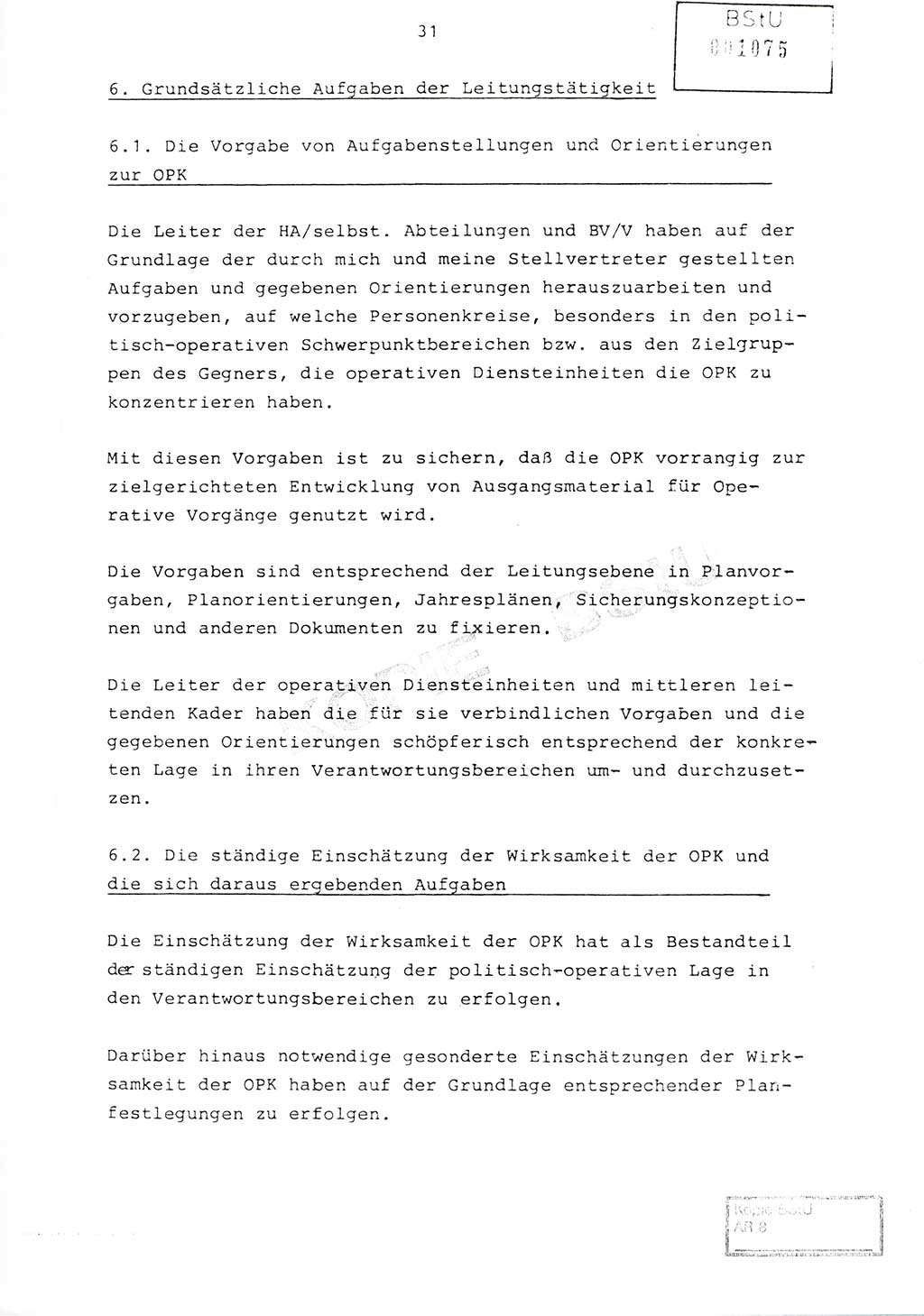 Richtlinie Nr. 1/81 über die operative Personenkontrolle (OPK), Ministerium für Staatssicherheit (MfS) [Deutsche Demokratische Republik (DDR)], Der Minister, Geheime Verschlußsache (GVS) ooo8-10/81, Berlin 1981, Blatt 31 (RL 1/81 OPK DDR MfS Min. GVS ooo8-10/81 1981, Bl. 31)