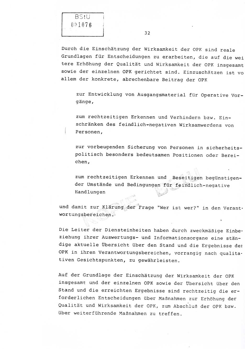 Richtlinie Nr. 1/81 über die operative Personenkontrolle (OPK), Ministerium für Staatssicherheit (MfS) [Deutsche Demokratische Republik (DDR)], Der Minister, Geheime Verschlußsache (GVS) ooo8-10/81, Berlin 1981, Blatt 32 (RL 1/81 OPK DDR MfS Min. GVS ooo8-10/81 1981, Bl. 32)