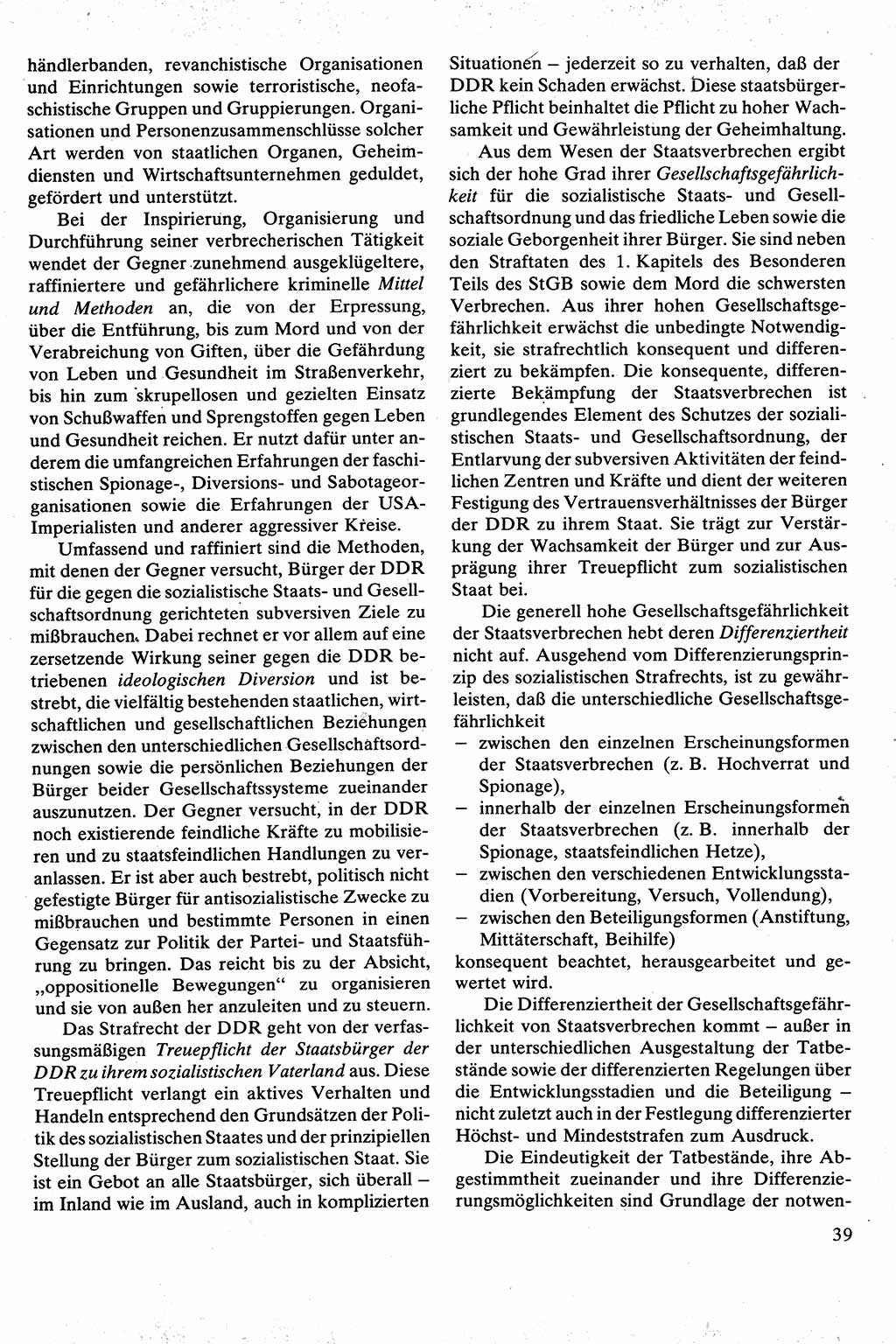 Strafrecht [Deutsche Demokratische Republik (DDR)], Besonderer Teil, Lehrbuch 1981, Seite 39 (Strafr. DDR BT Lb. 1981, S. 39)