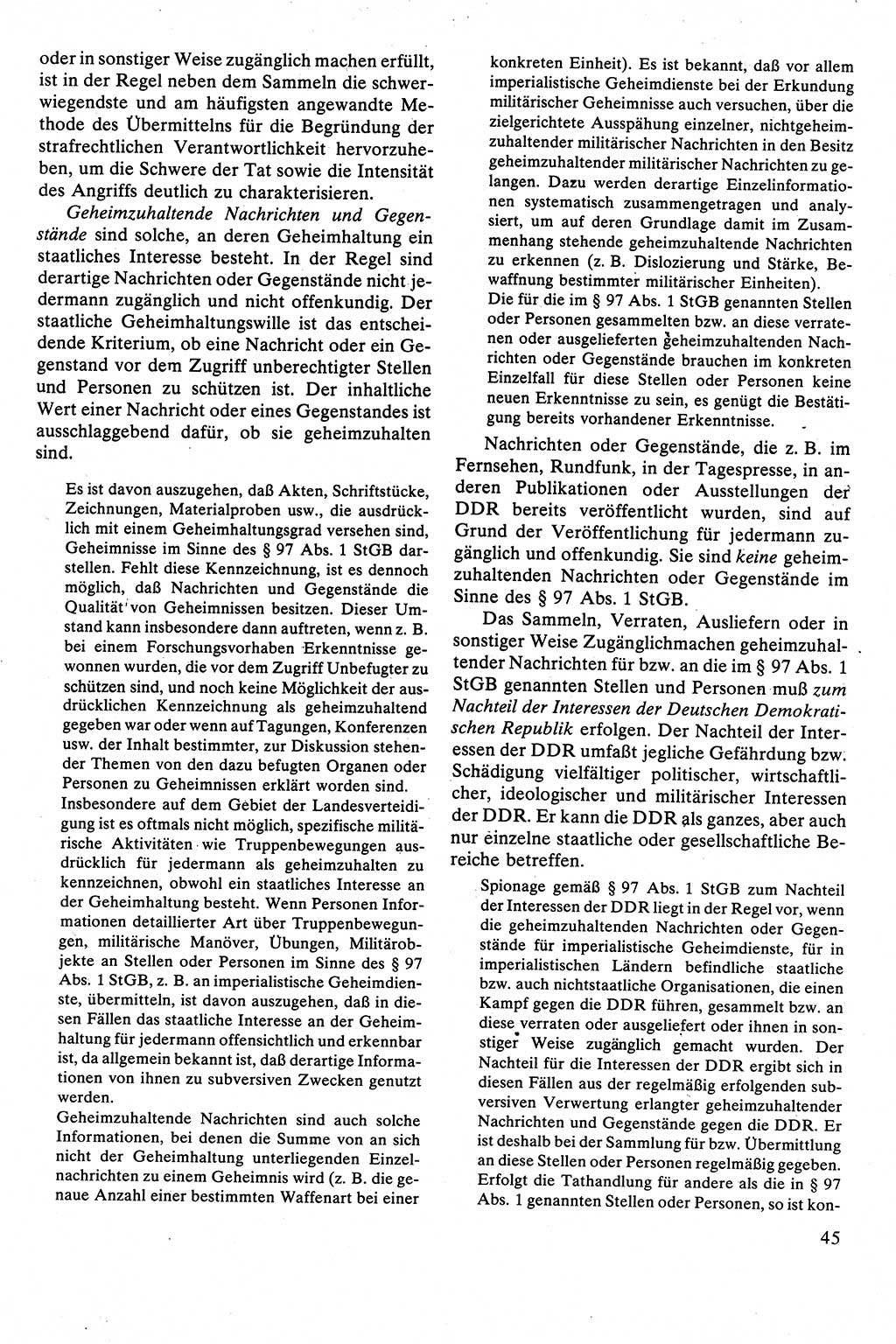 Strafrecht [Deutsche Demokratische Republik (DDR)], Besonderer Teil, Lehrbuch 1981, Seite 45 (Strafr. DDR BT Lb. 1981, S. 45)