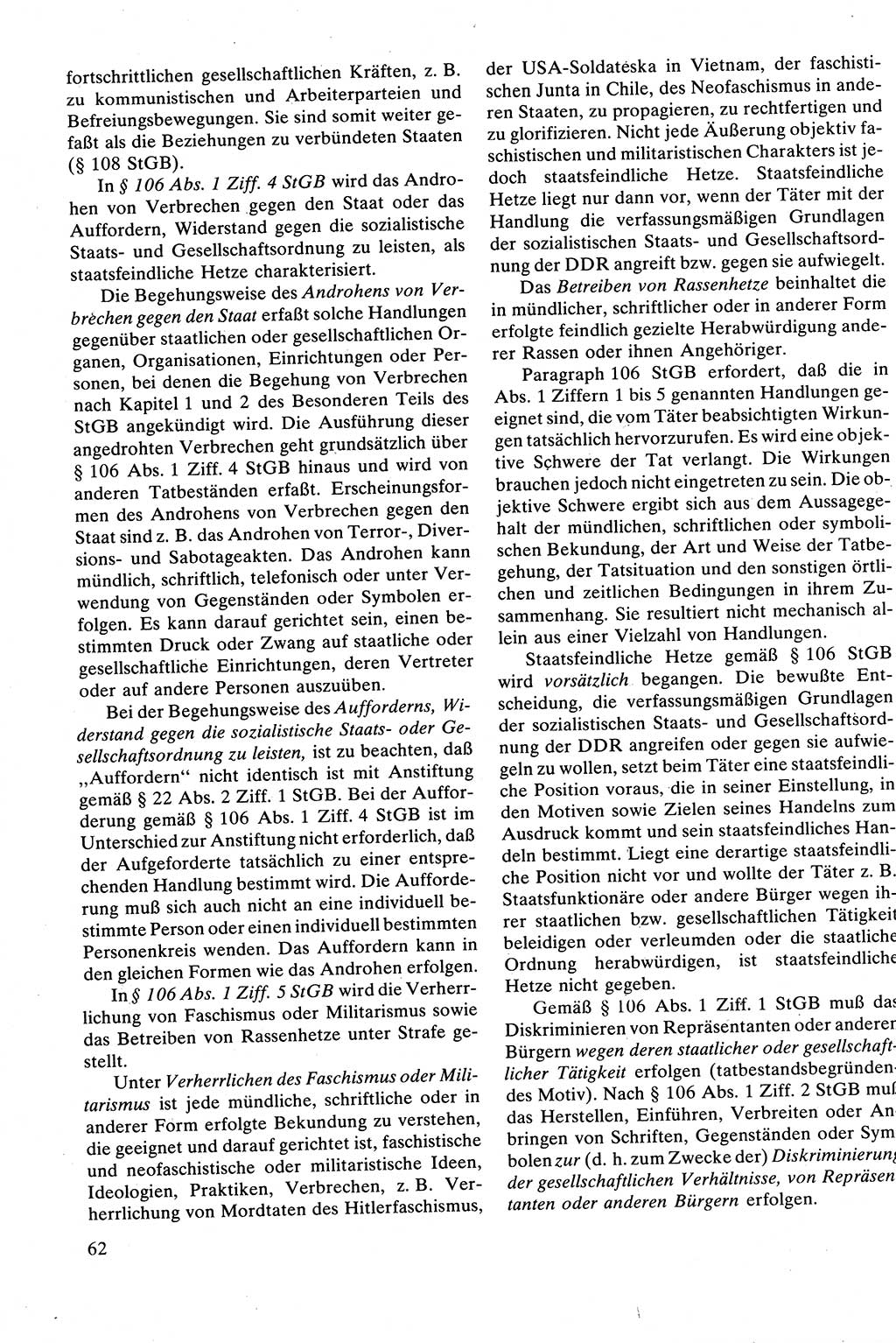 Strafrecht [Deutsche Demokratische Republik (DDR)], Besonderer Teil, Lehrbuch 1981, Seite 62 (Strafr. DDR BT Lb. 1981, S. 62)