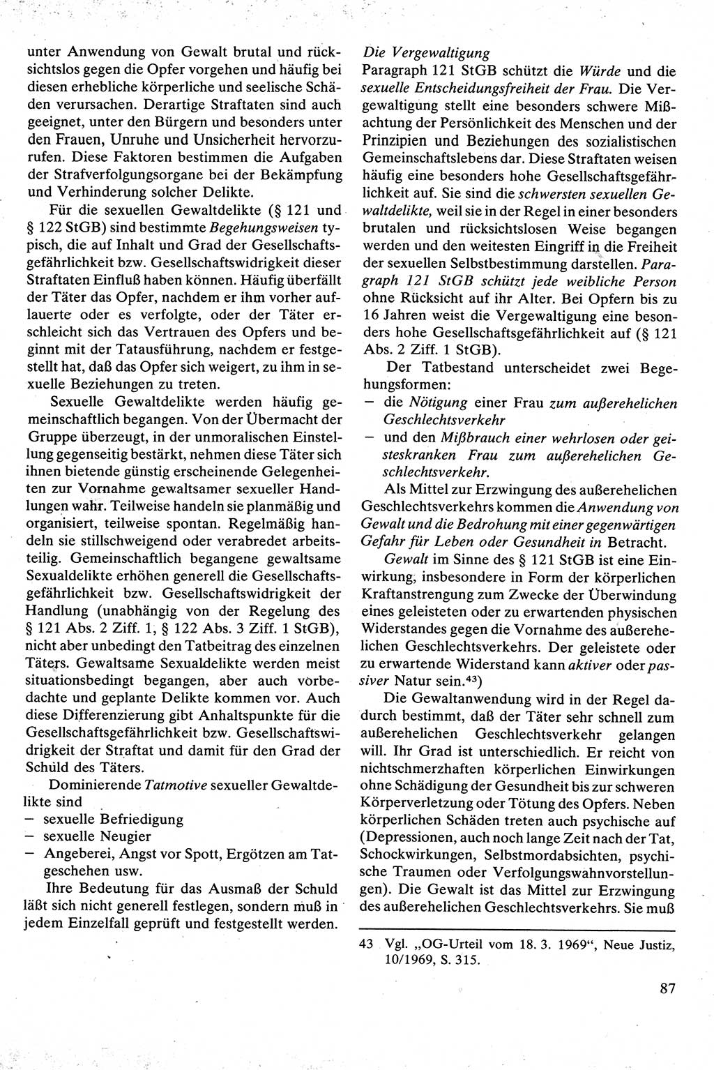 Strafrecht [Deutsche Demokratische Republik (DDR)], Besonderer Teil, Lehrbuch 1981, Seite 87 (Strafr. DDR BT Lb. 1981, S. 87)