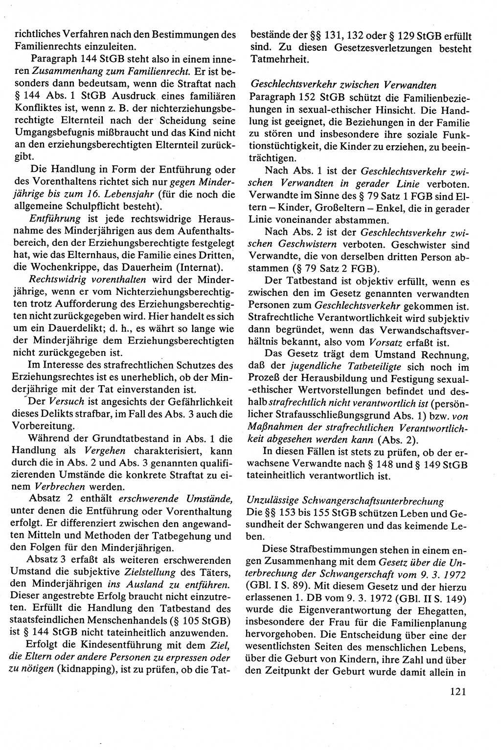 Strafrecht [Deutsche Demokratische Republik (DDR)], Besonderer Teil, Lehrbuch 1981, Seite 121 (Strafr. DDR BT Lb. 1981, S. 121)