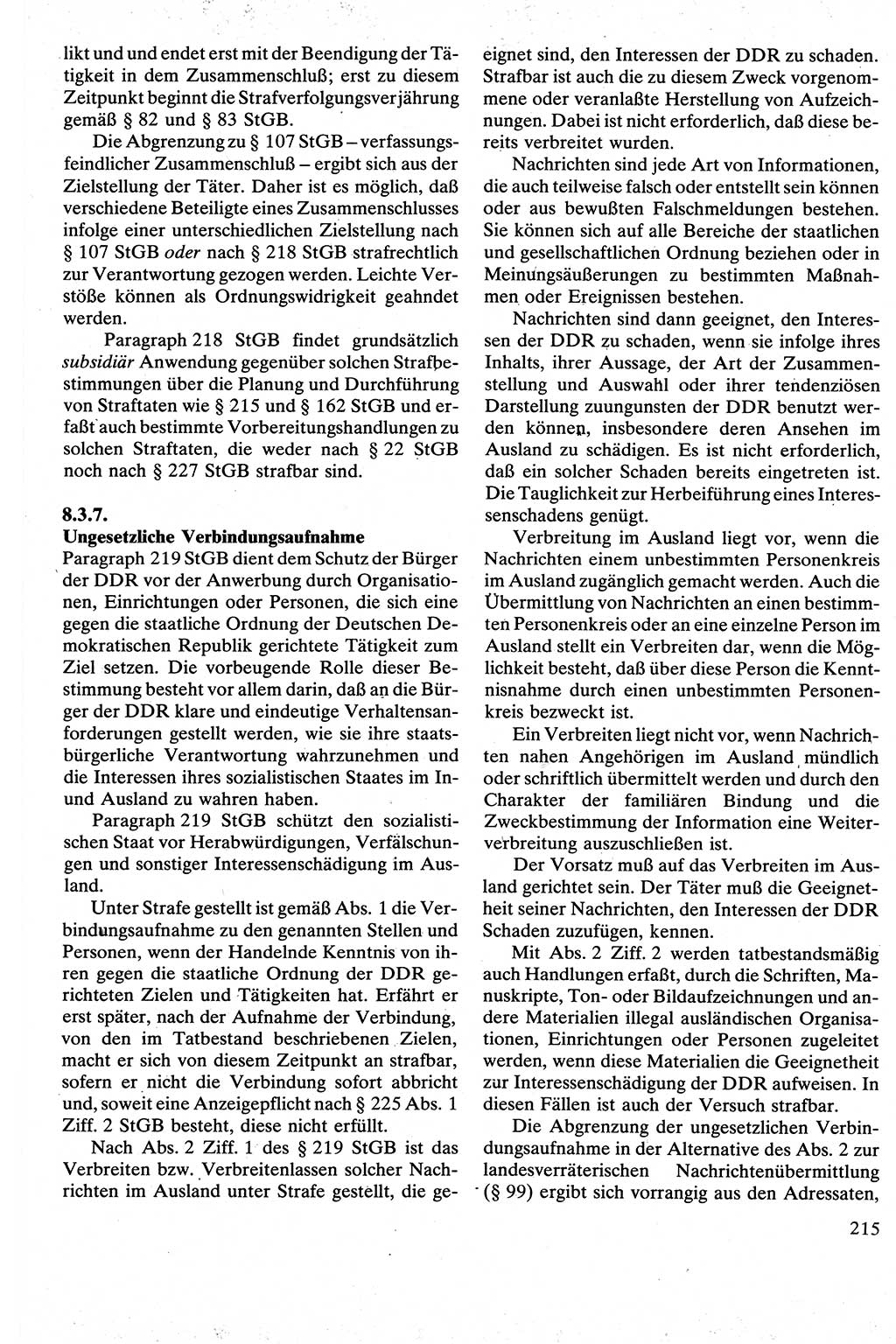 Strafrecht [Deutsche Demokratische Republik (DDR)], Besonderer Teil, Lehrbuch 1981, Seite 215 (Strafr. DDR BT Lb. 1981, S. 215)