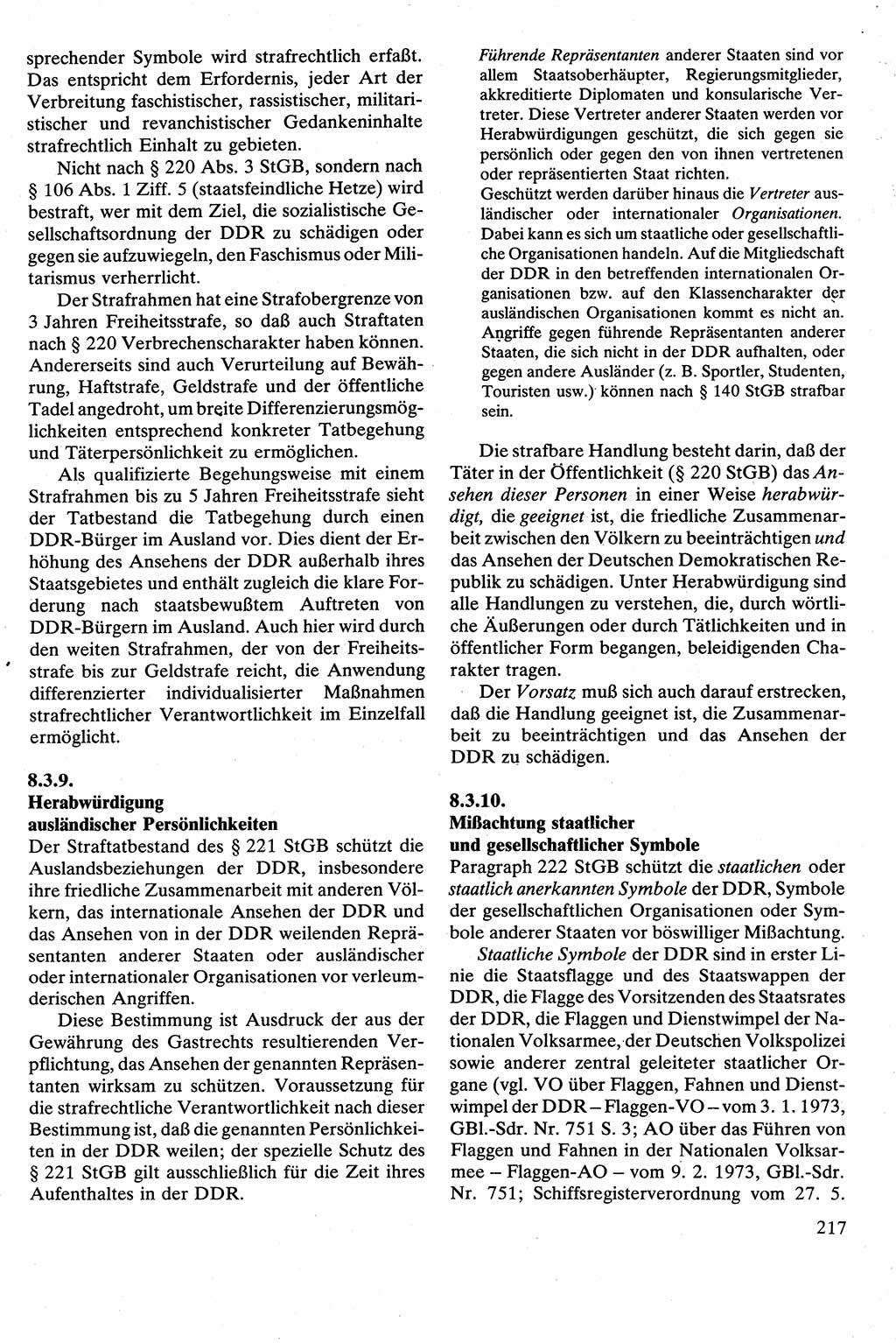 Strafrecht [Deutsche Demokratische Republik (DDR)], Besonderer Teil, Lehrbuch 1981, Seite 217 (Strafr. DDR BT Lb. 1981, S. 217)