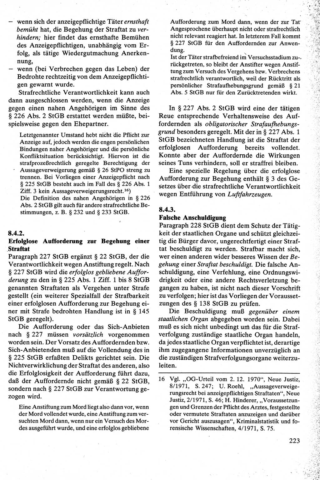 Strafrecht [Deutsche Demokratische Republik (DDR)], Besonderer Teil, Lehrbuch 1981, Seite 223 (Strafr. DDR BT Lb. 1981, S. 223)