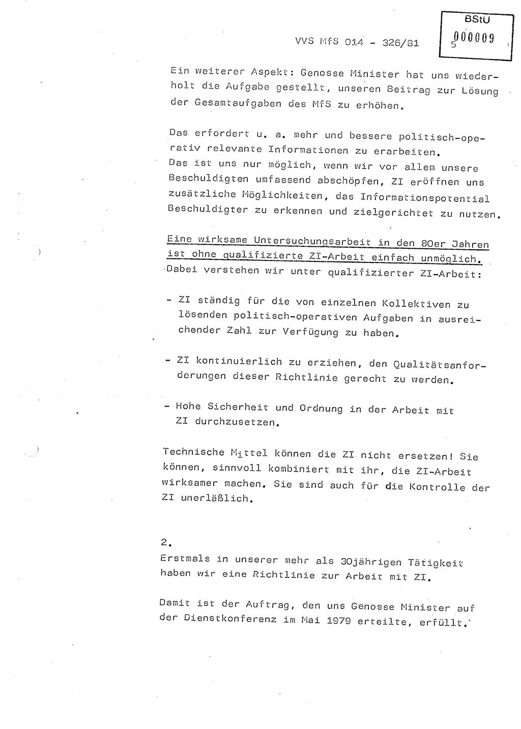 Thesen zum Einführungsvortrag für die Schulung zur Richtlinie Nr. 2/81 [zur Arbeit mit Zelleninformatoren (ZI)] des Genossen Minister (Generaloberst Erich Mielke), Ministerium für Staatssicherheit (MfS) [Deutsche Demokratische Republik (DDR)], Hauptabteilung (HA) Ⅸ, Vertrauliche Verschlußsache (VVS) 014-326/81, Berlin 1981, Seite 5 (Th. Sch. RL 2/81 MfS DDR HA Ⅸ VVS 014-326/81 1981, S. 5)