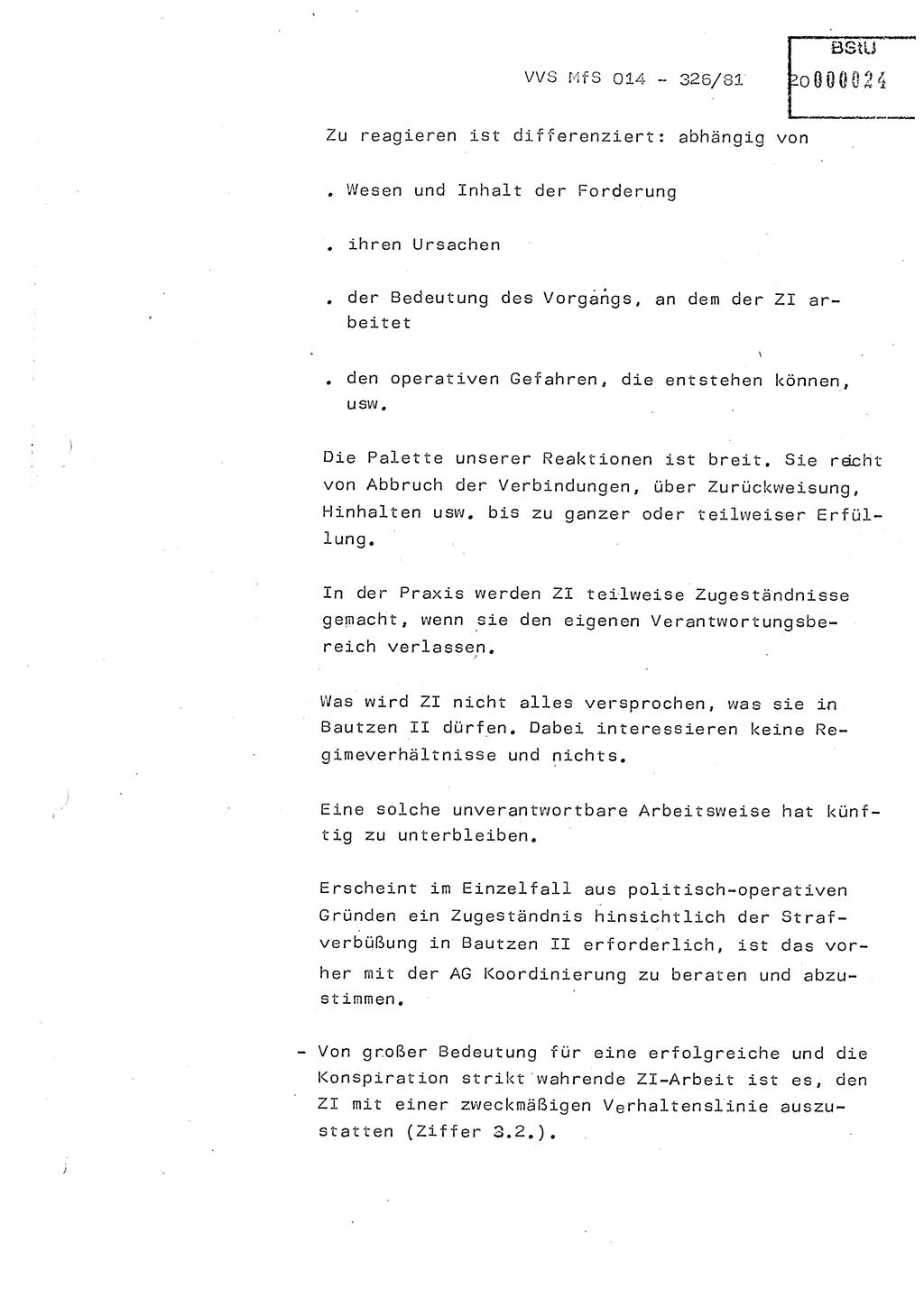 Thesen zum Einführungsvortrag für die Schulung zur Richtlinie Nr. 2/81 [zur Arbeit mit Zelleninformatoren (ZI)] des Genossen Minister (Generaloberst Erich Mielke), Ministerium für Staatssicherheit (MfS) [Deutsche Demokratische Republik (DDR)], Hauptabteilung (HA) Ⅸ, Vertrauliche Verschlußsache (VVS) 014-326/81, Berlin 1981, Seite 20 (Th. Sch. RL 2/81 MfS DDR HA Ⅸ VVS 014-326/81 1981, S. 20)