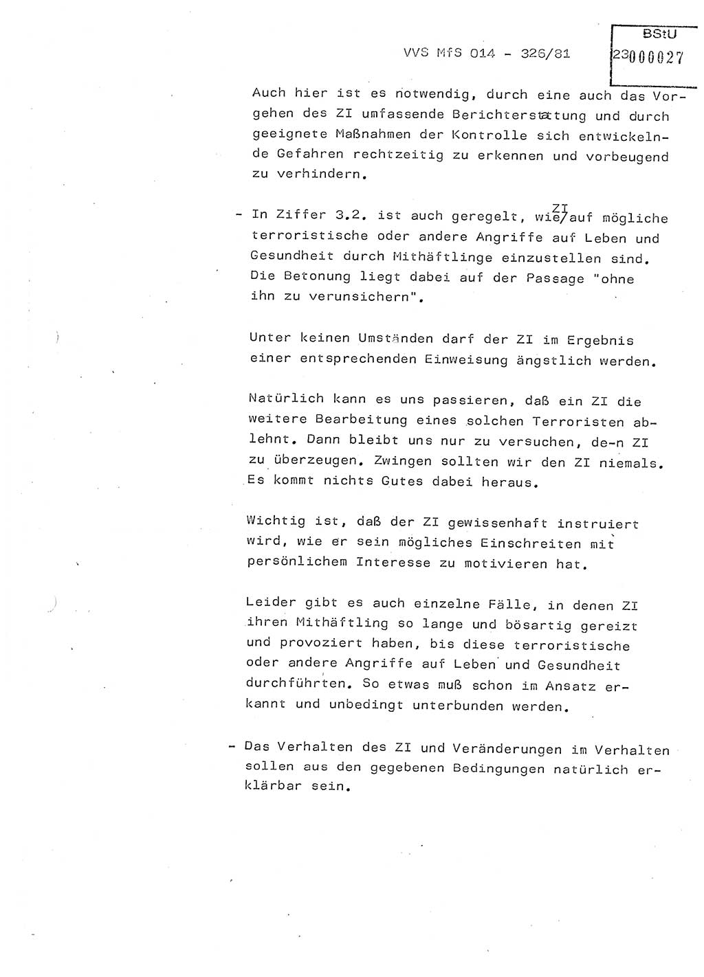 Thesen zum Einführungsvortrag für die Schulung zur Richtlinie Nr. 2/81 [zur Arbeit mit Zelleninformatoren (ZI)] des Genossen Minister (Generaloberst Erich Mielke), Ministerium für Staatssicherheit (MfS) [Deutsche Demokratische Republik (DDR)], Hauptabteilung (HA) Ⅸ, Vertrauliche Verschlußsache (VVS) 014-326/81, Berlin 1981, Seite 23 (Th. Sch. RL 2/81 MfS DDR HA Ⅸ VVS 014-326/81 1981, S. 23)